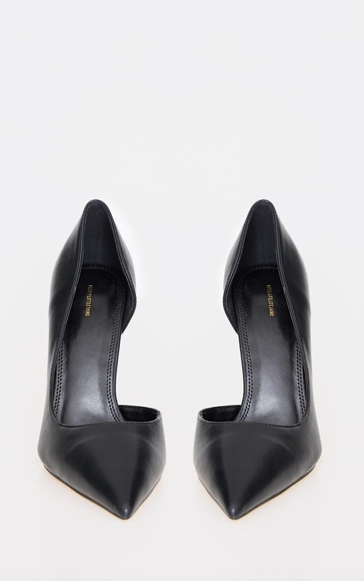 Black PU Point Toe Curved Cut Out High Heel Courts Product Image