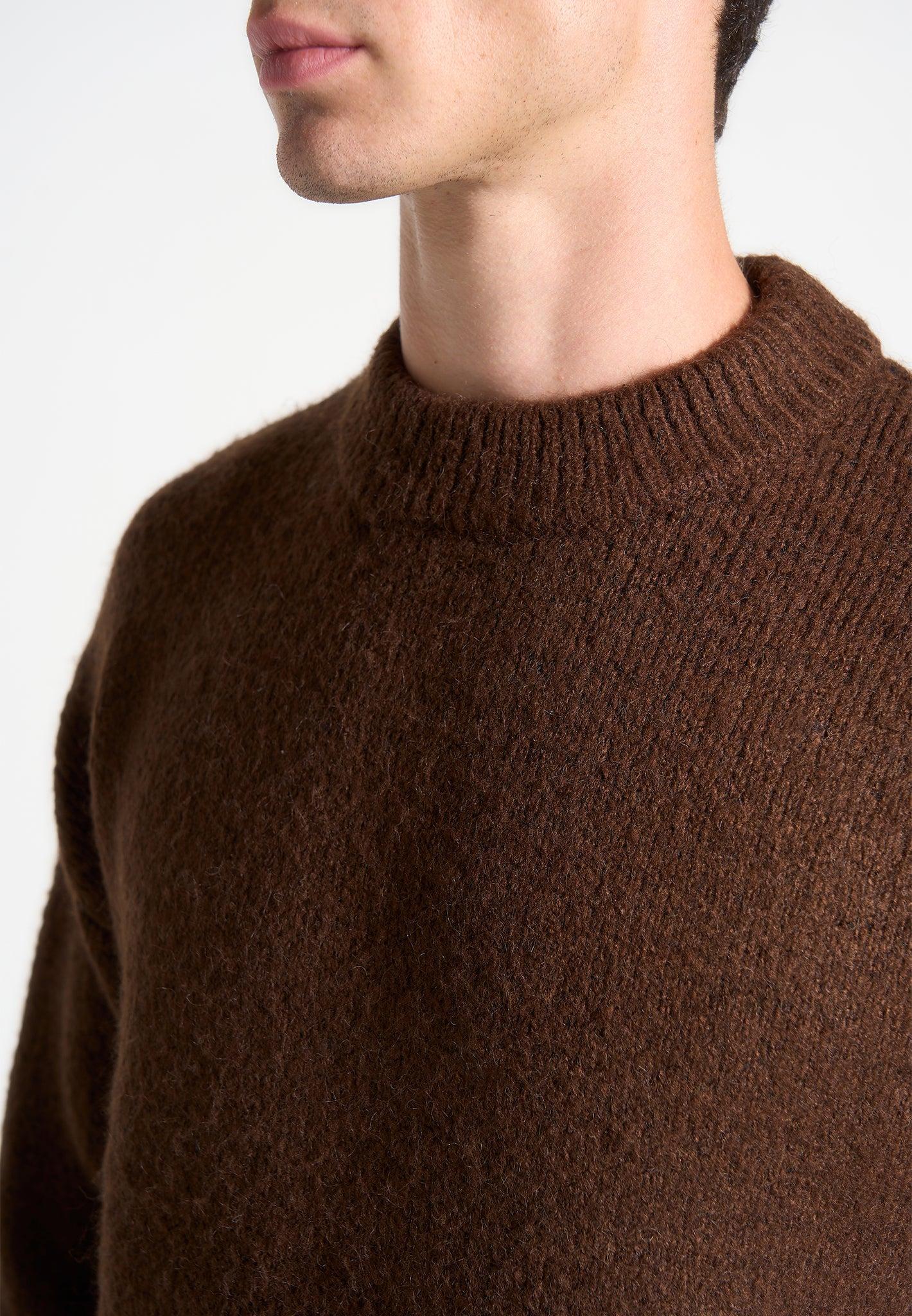 Brushed Wool Knit Jumper - Brown Male Product Image