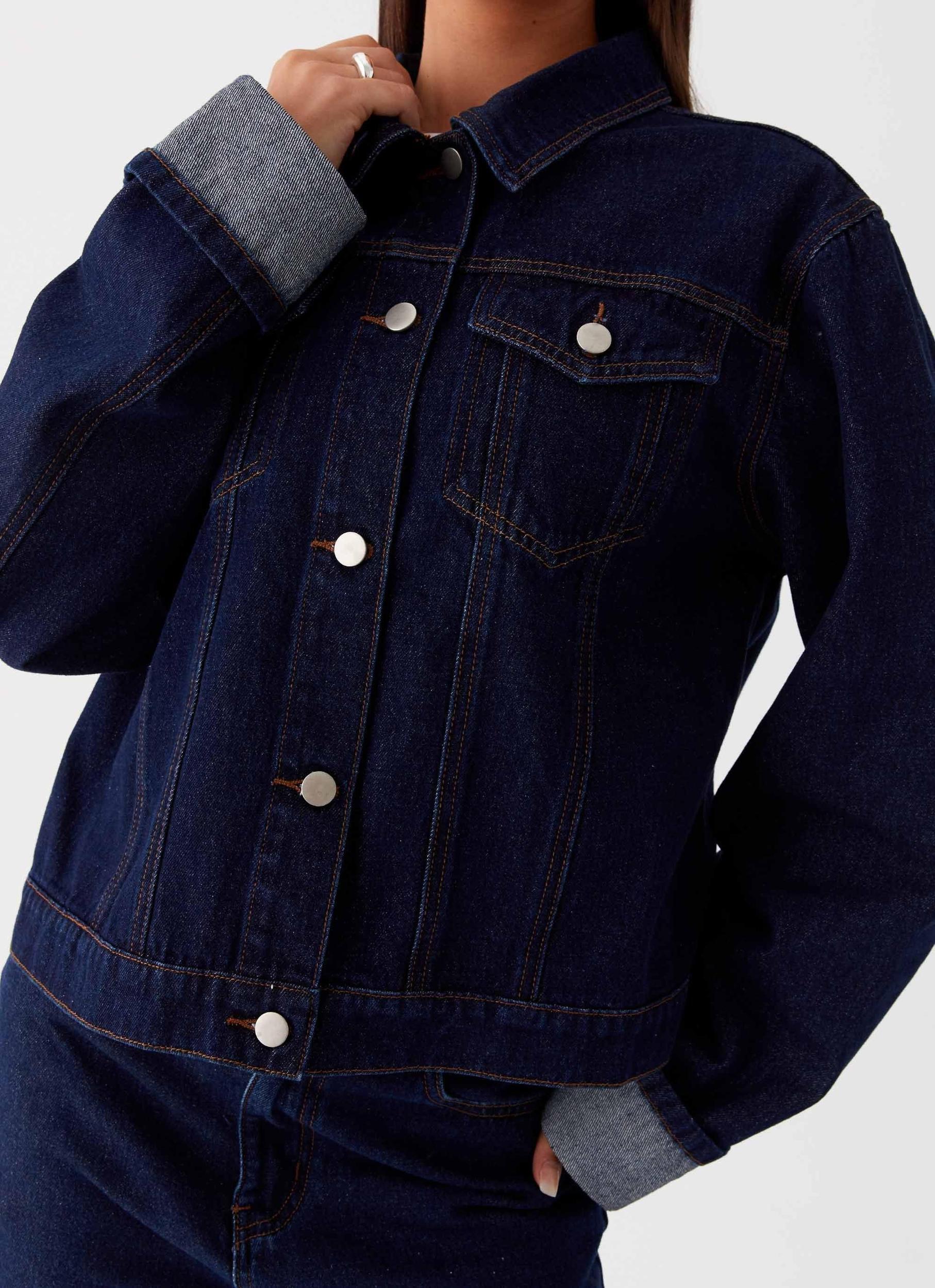 Back Again Oversized Denim Jacket - Blue Product Image