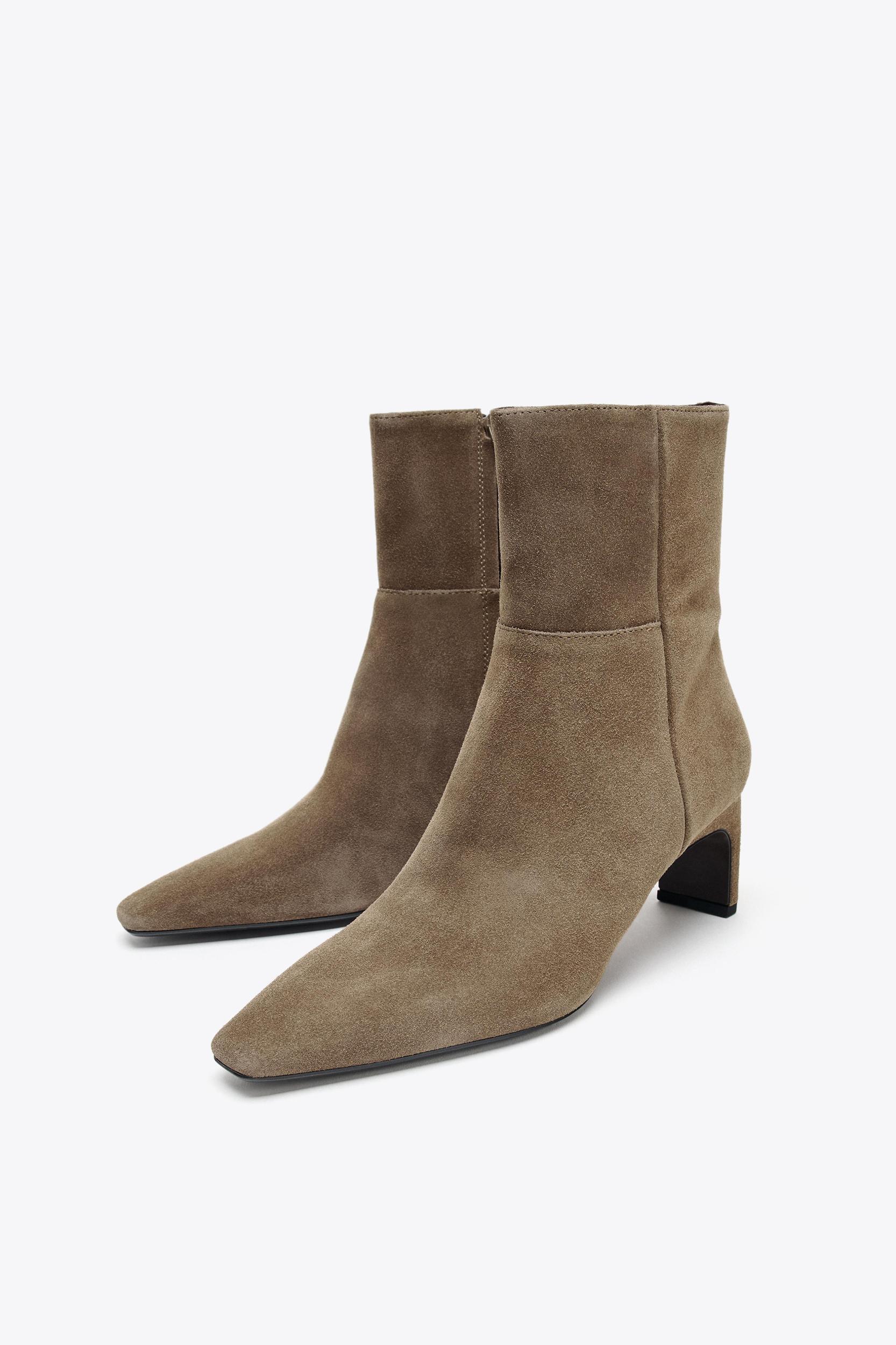 SUEDE KITTEN HEEL ANKLE BOOTS Product Image