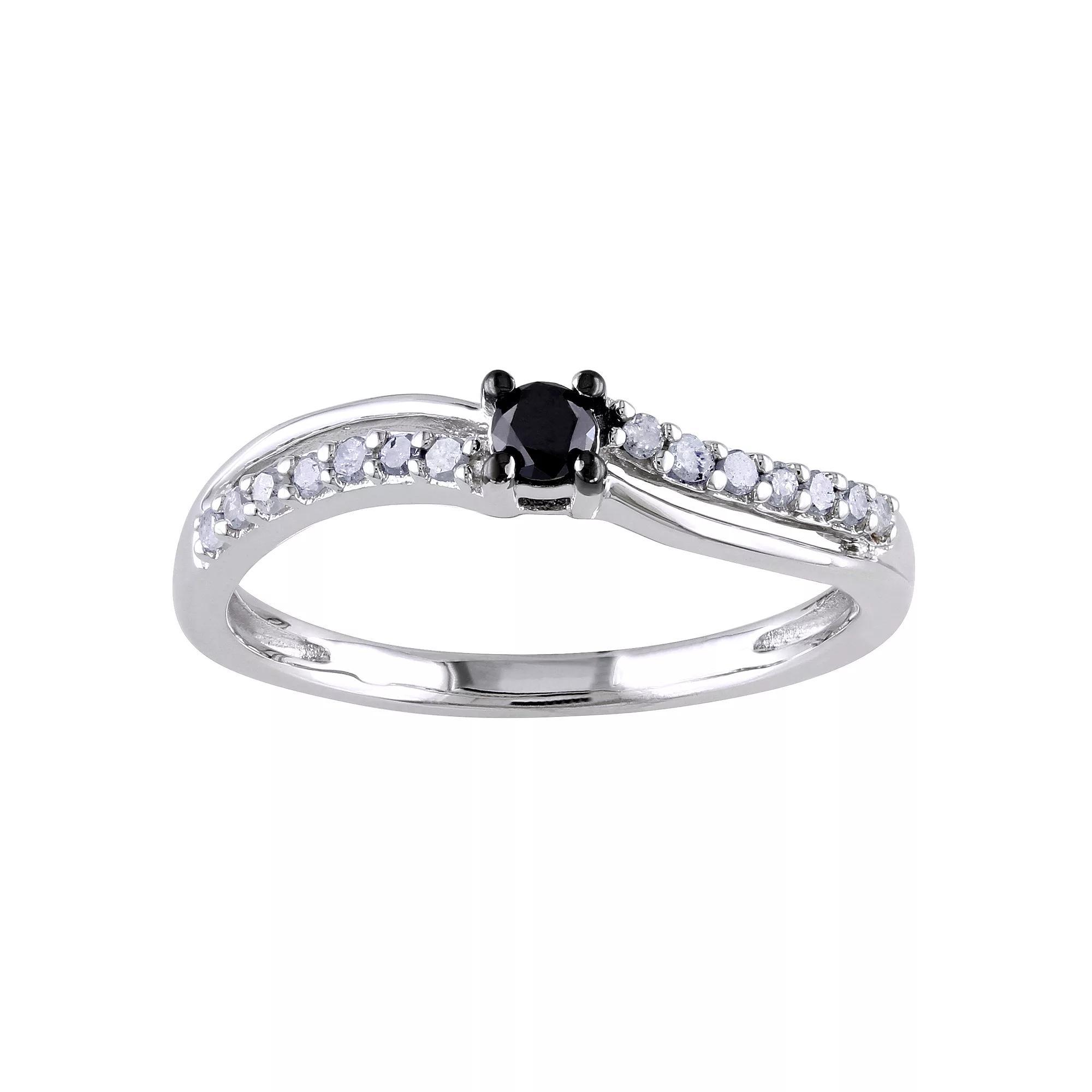 Stella Grace Sterling Silver 1/4 Carat T.W. Black & White Engagement Ring, Women's, Size: 8 Product Image