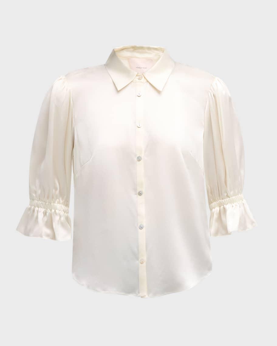 Womens Fiona Silk Puff-Sleeve Blouse Product Image