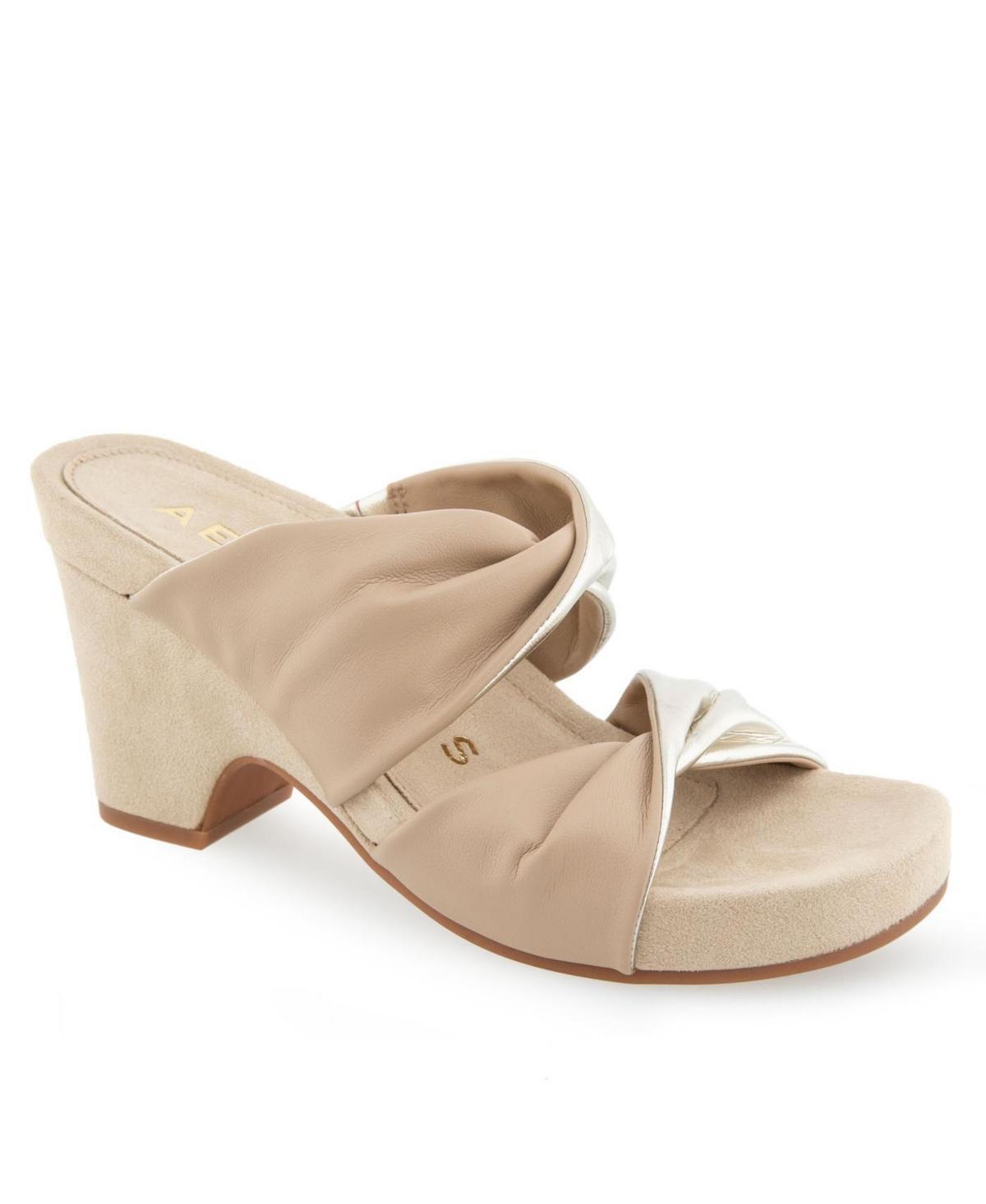 Aerosoles Mercer Women's Wedge Sandals, Size: 5 Medium, Soft Gold Pu Product Image