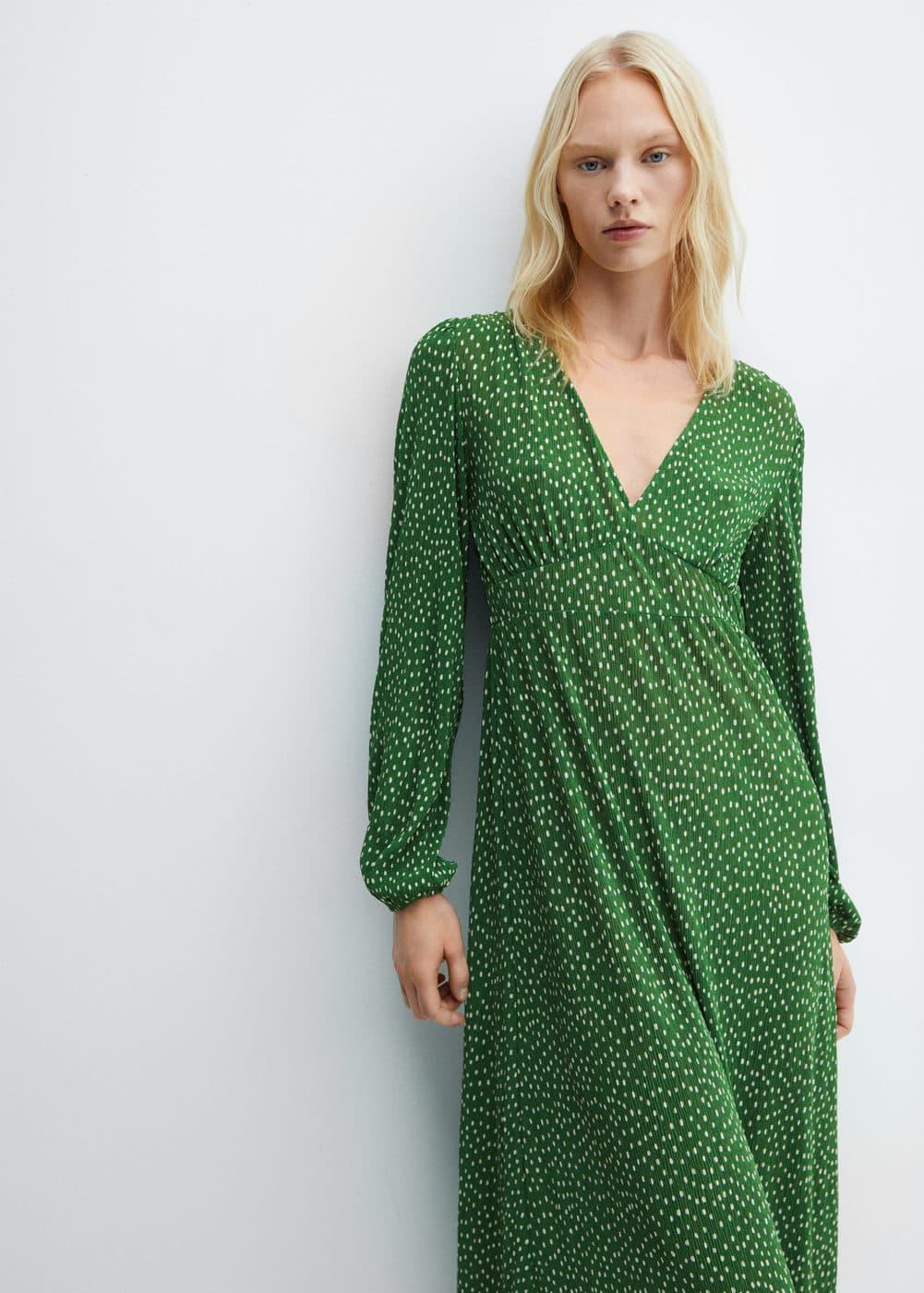 Mango Womens Polka-Dot Midi Dress Product Image