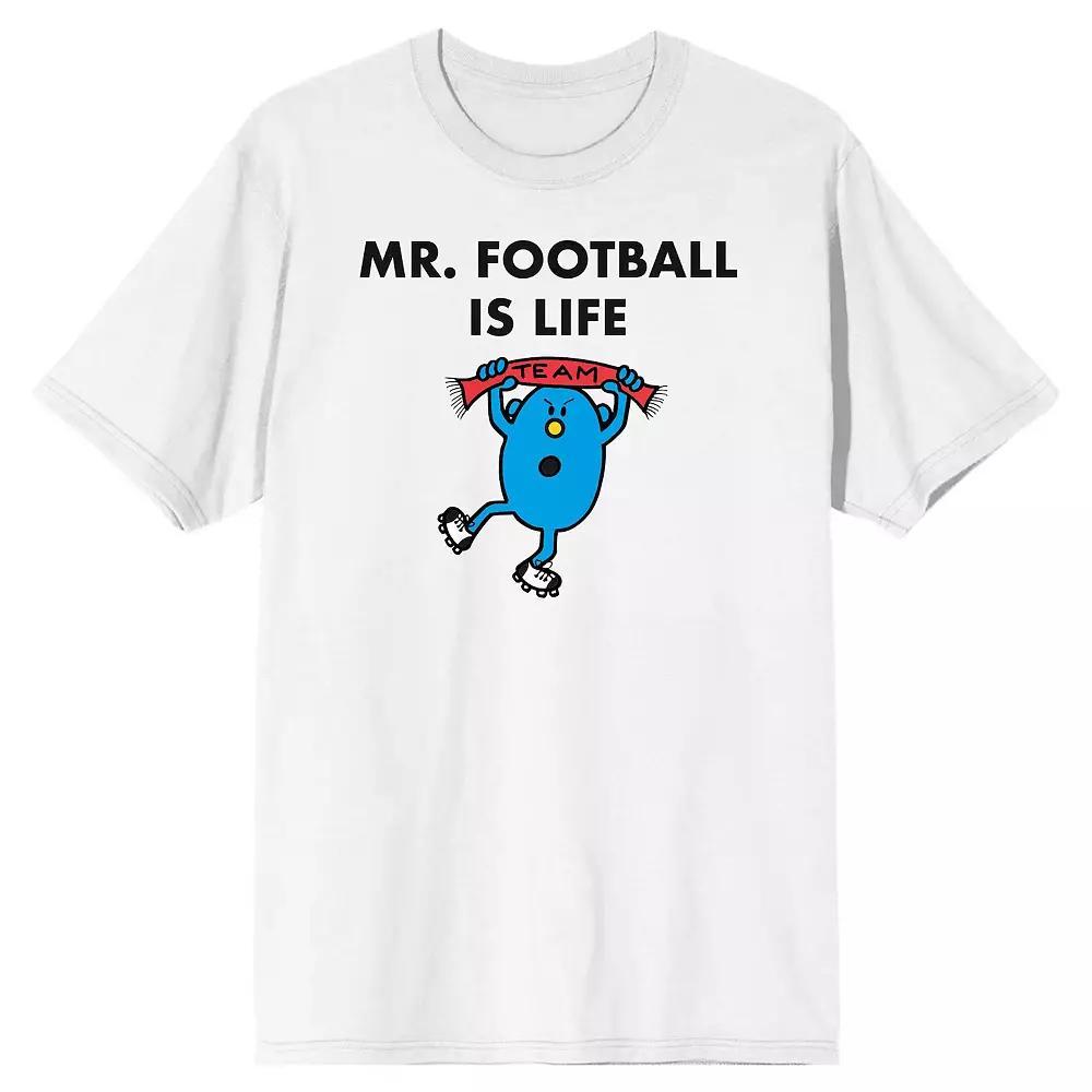 Men's Mr. Men And Little Miss Meme "Mr. Football Is Life" Graphic Tee, Size: XL, White Product Image
