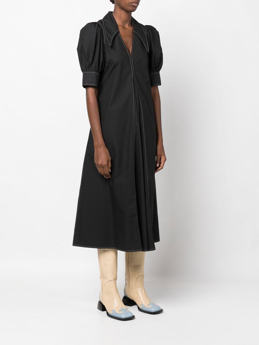 puff-sleeved box-pleat dress Product Image