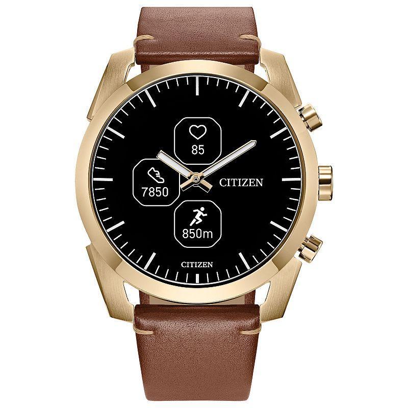 Citizen CZ SMART Gold Stainless Steel Hybrid Sport Smartwatch with Brown Leather Strap Product Image