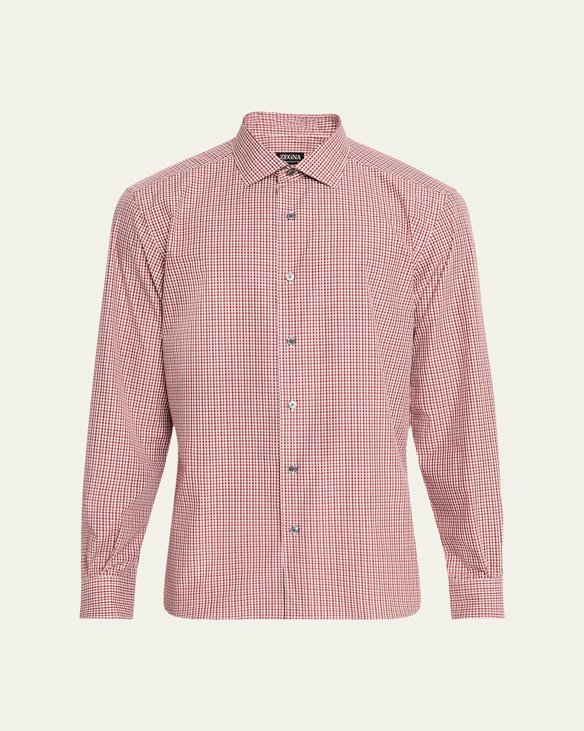 Men's Cotton Check Casual Button-Down Shirt Product Image