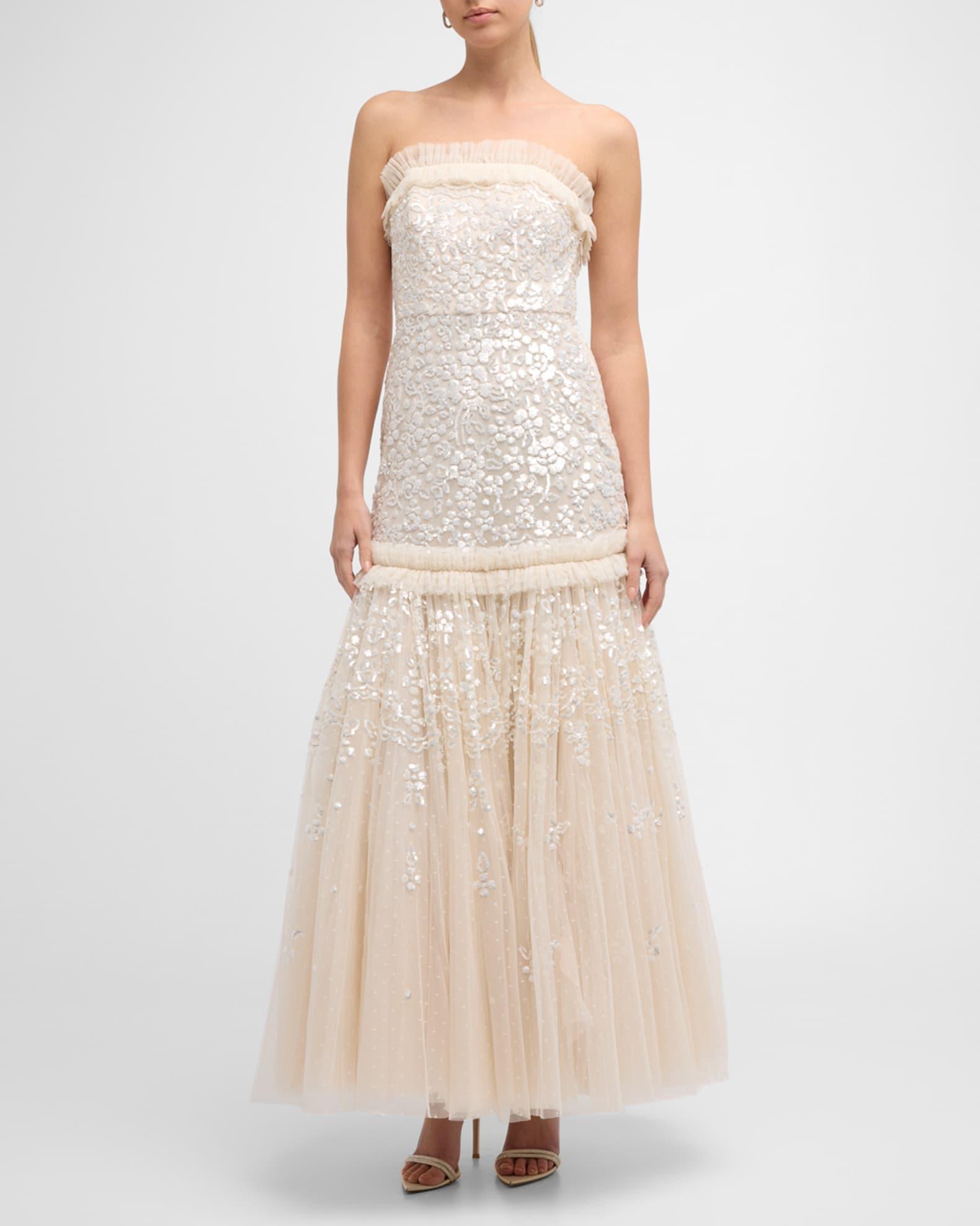 Regal Rose Strapless Floral Sequin Tulle Gown Product Image