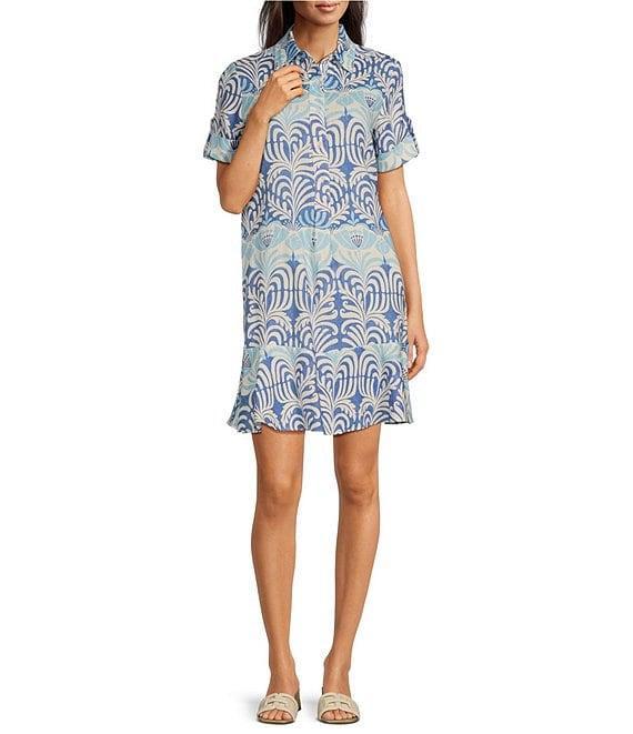 J.McLaughlin Wellesley Printed Collar Neck 3/4 Sleeve Dress Product Image