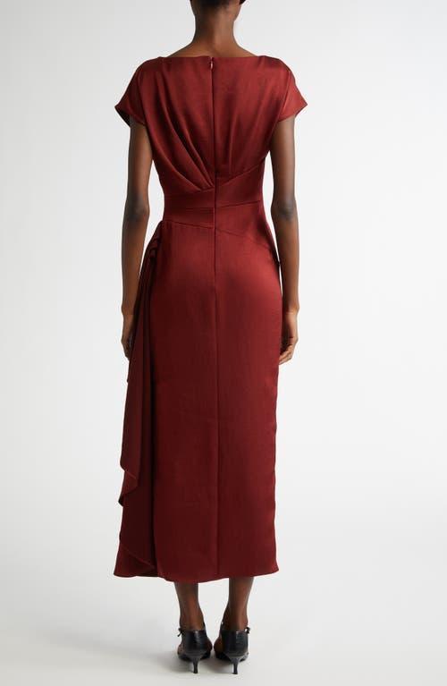LELA ROSE Florence Draped Short-sleeve Midi Dress In Bordeaux Product Image