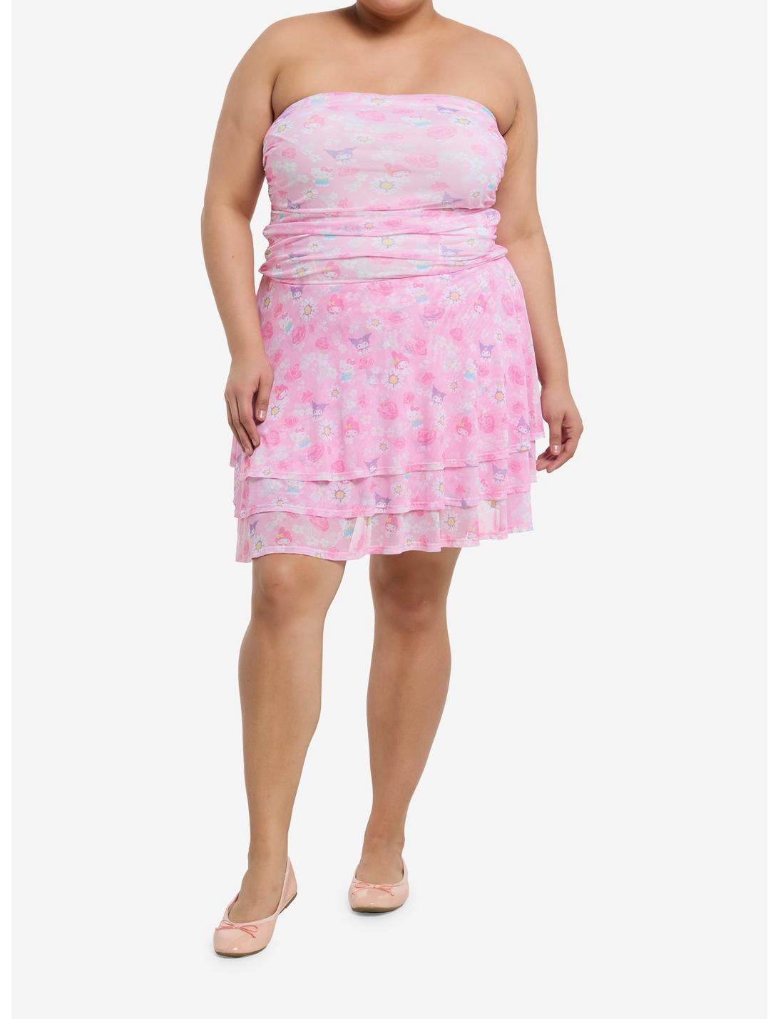 Hello Kitty And Friends Floral Tiered Strapless Dress Plus Size Product Image