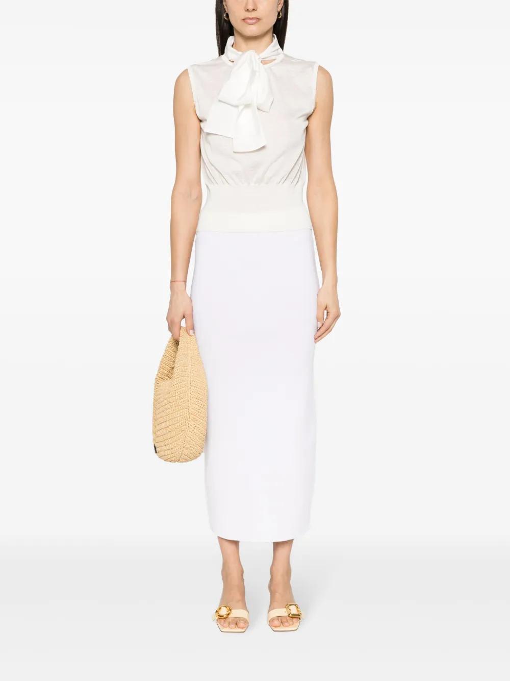 FABIANA FILIPPI Pussy-bow Collar Knitted Top In White Product Image