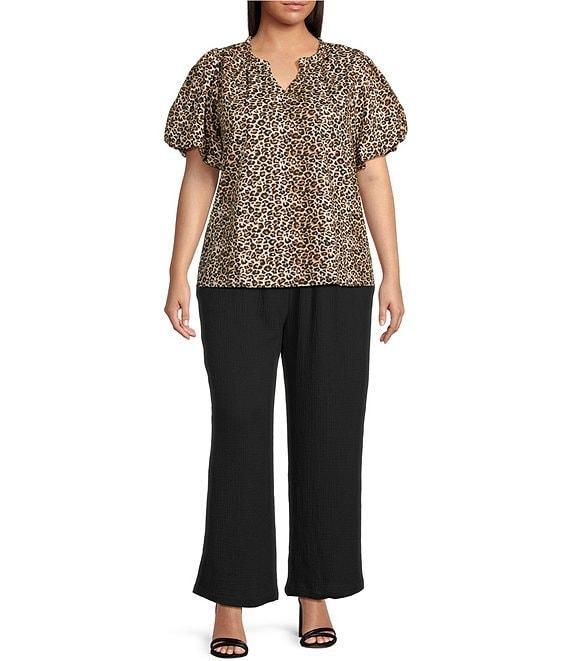 Skies Are Blue Plus Size Double Gauze Wide Leg Pants Product Image