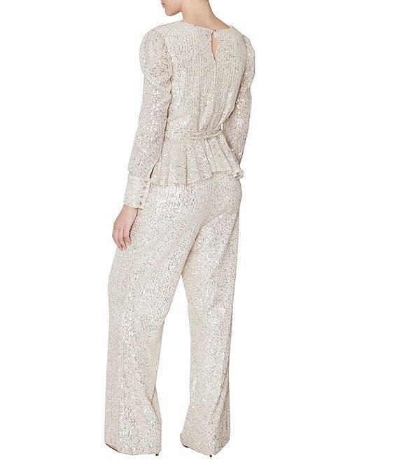 Julia Jordan Straight Leg Long Sleeve Peplum Jumpsuit Product Image