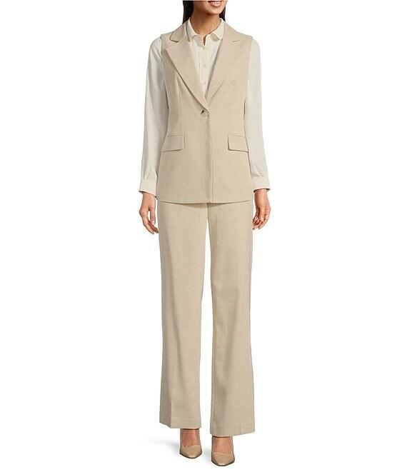 Anne Klein Crossdye Notch Collar 1-Button Vest Product Image