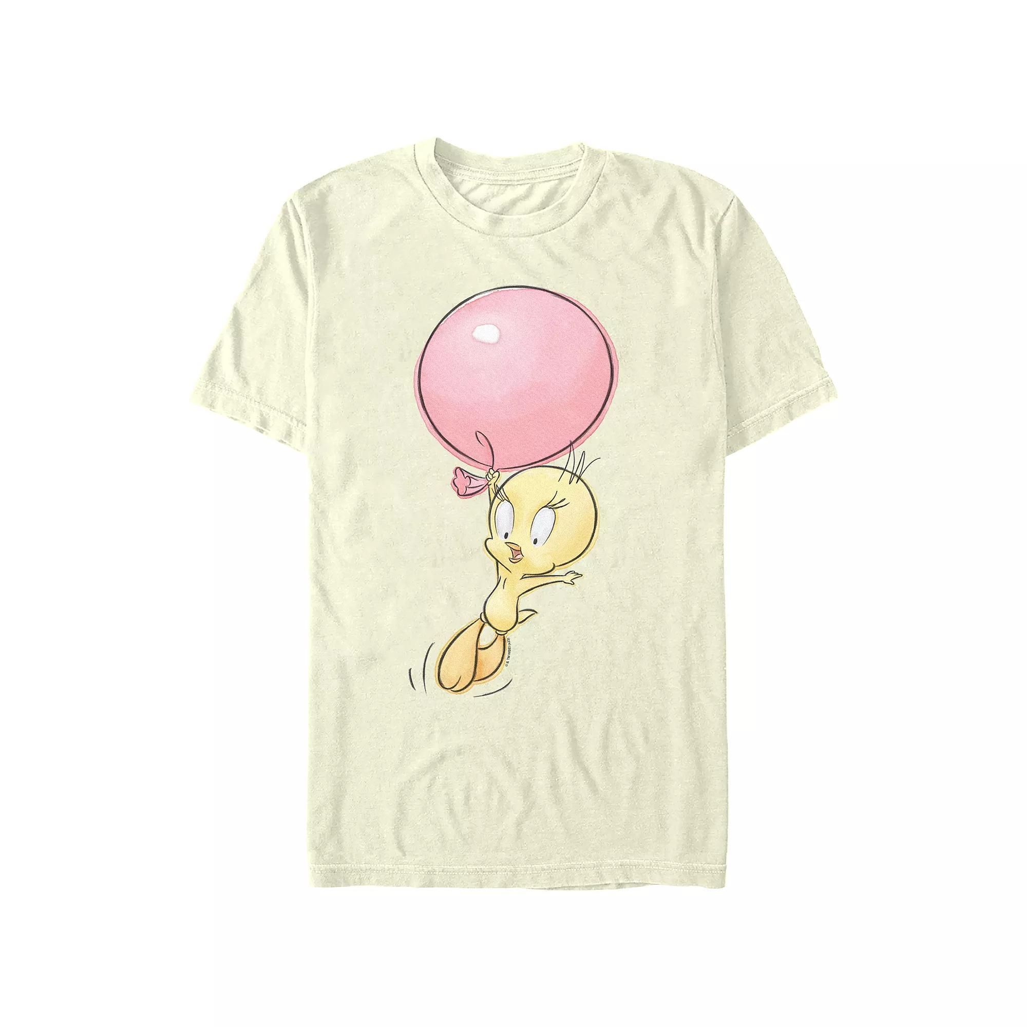 Juniors' Looney Tunes Tweety Flying Ballon Boyfriend Graphic Tee, Women's, Size: Medium, Natural Product Image