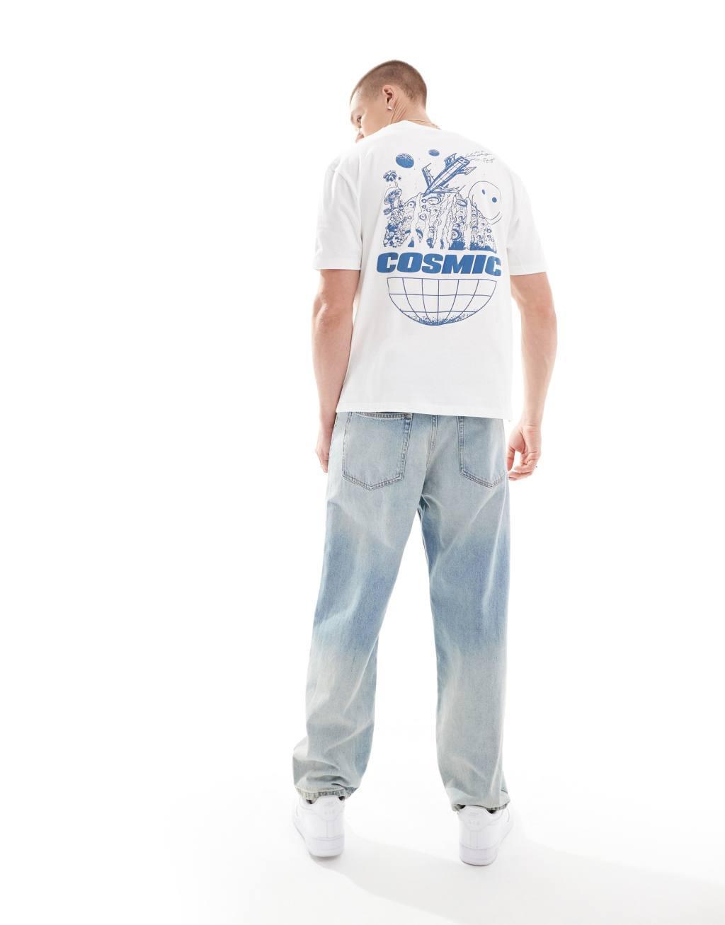 ASOS DESIGN relaxed t-shirt with globe back print in white Product Image