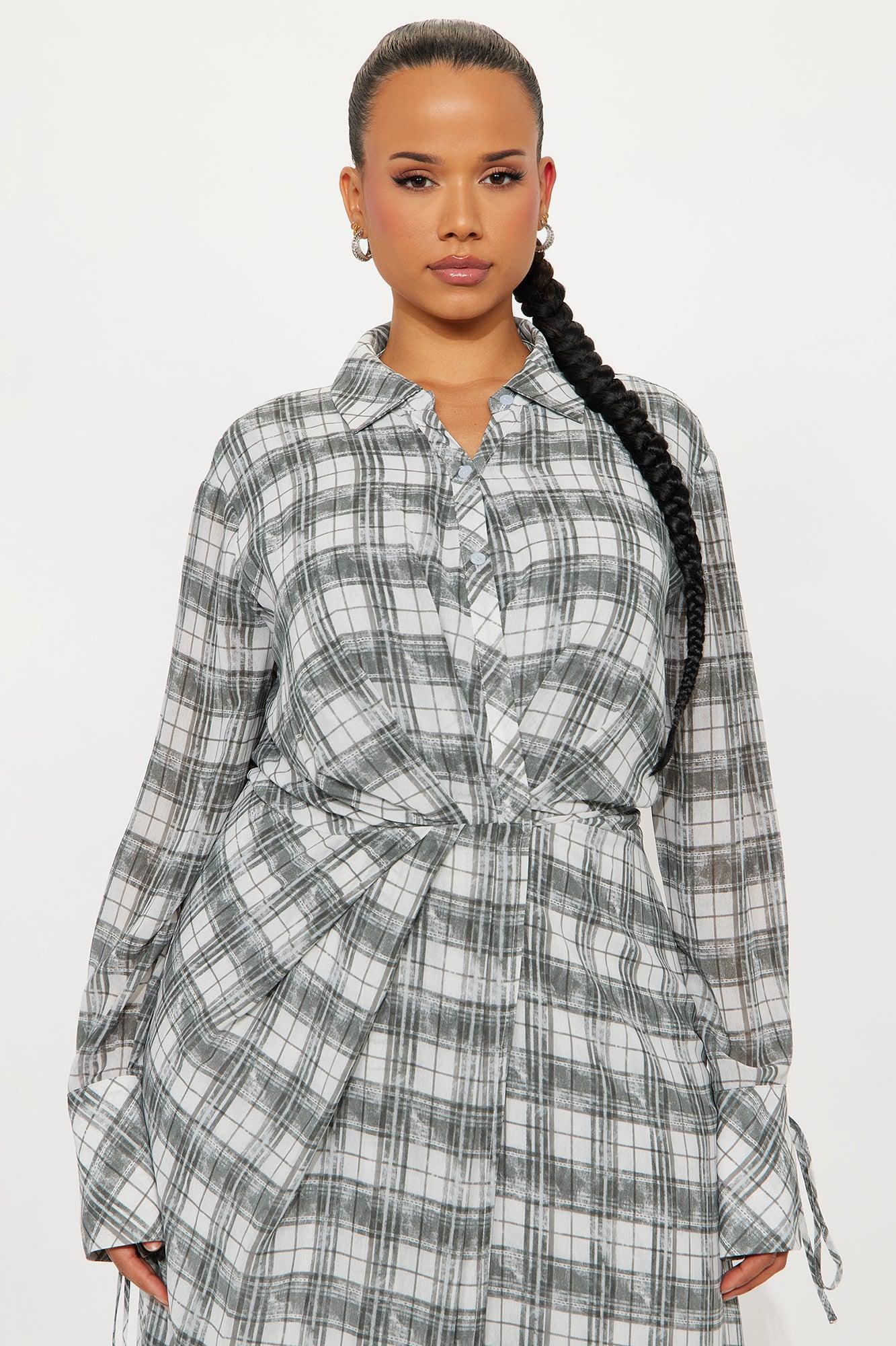 Marlee Chiffon Maxi Shirt Dress - Grey Female Product Image