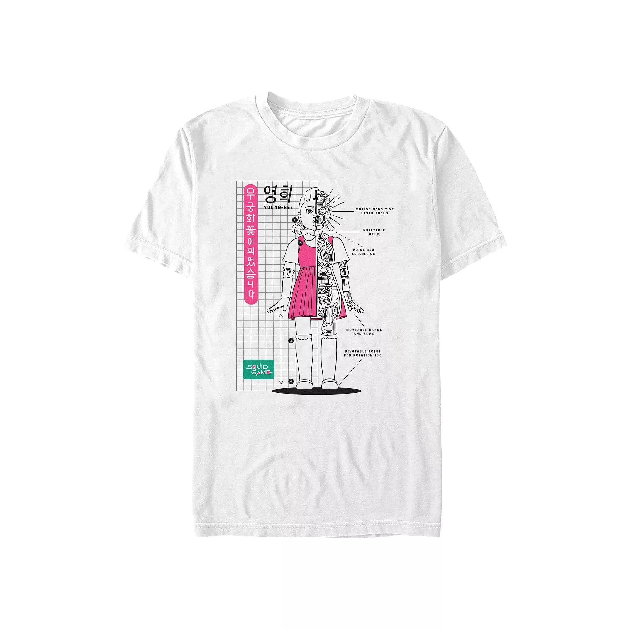 Men's Squid Game The Doll Diagram Graphic Tee, Size: Medium, White Product Image