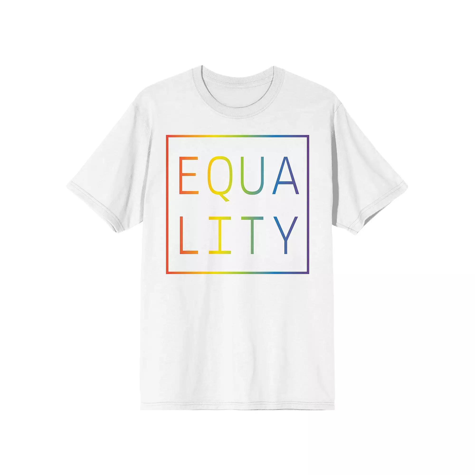 Men's Pride Equality Rainbow Tee, Size: XL, White Product Image