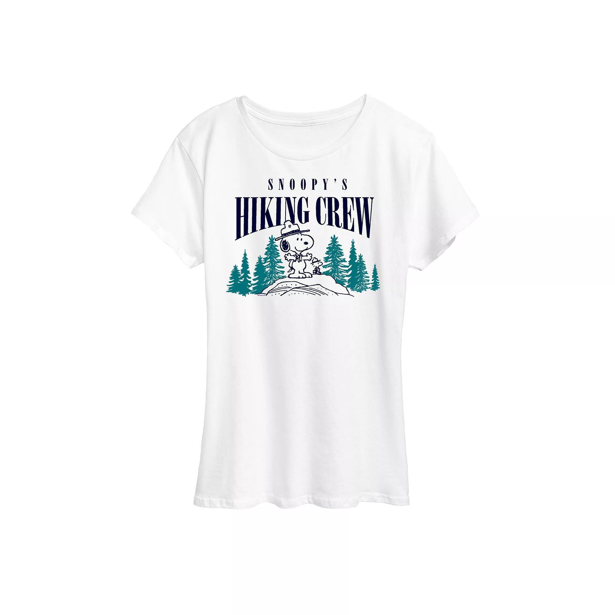Womens Peanuts Snoopy & Woodstock Hiking Crew Graphic Tee Product Image