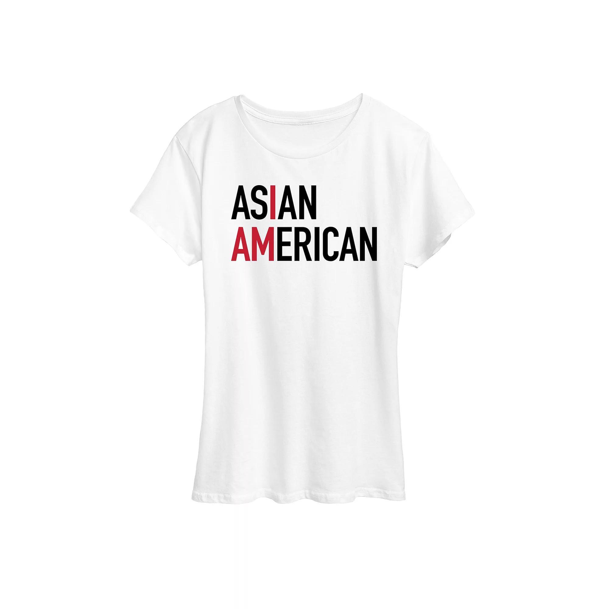 Womens I am Asian American Graphic Tee Grey Gray Product Image