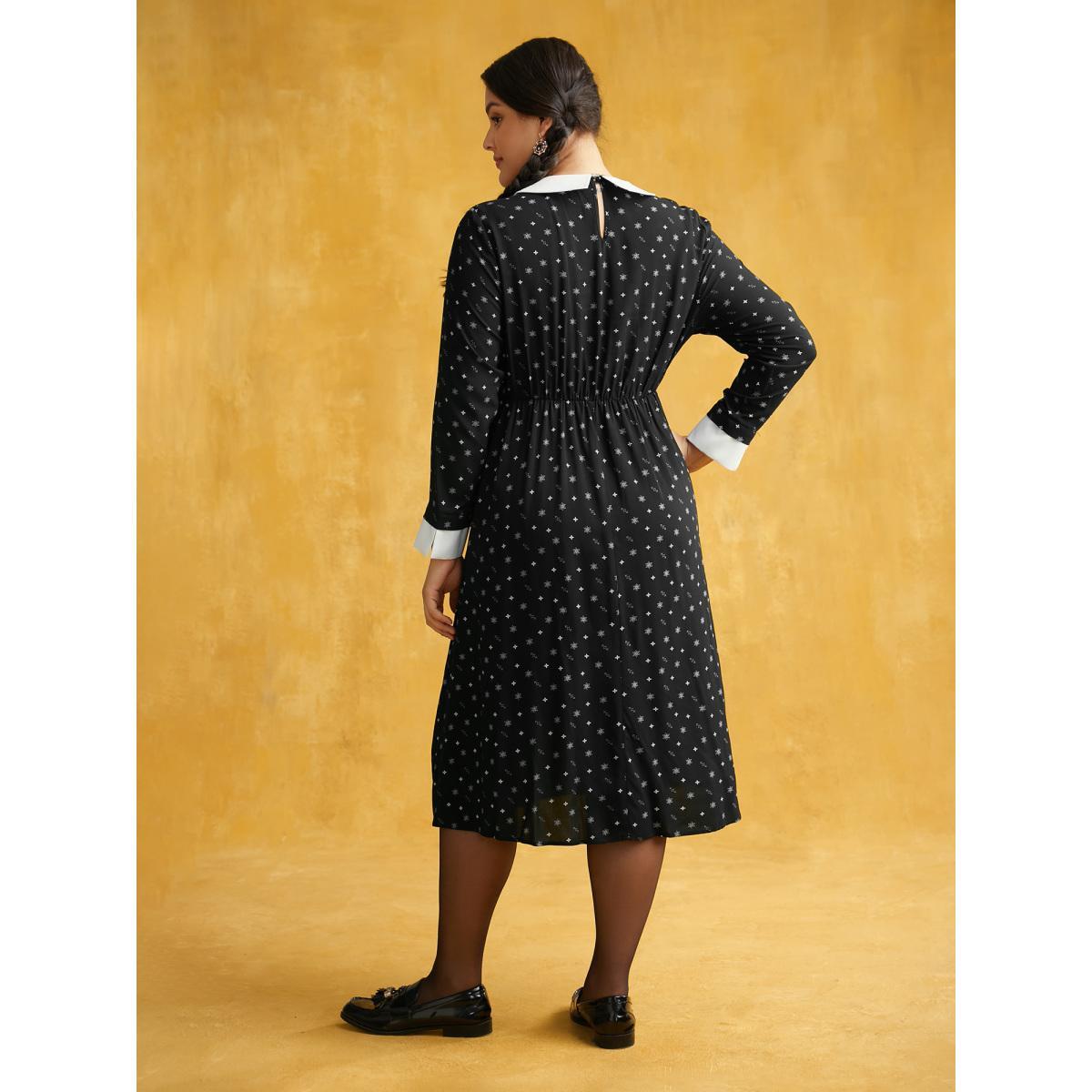 Plus Size Dark Whispers A-line Midi Dress Black Women Cocktail Contrast Party Curvy Bloomchic 26/4X Product Image