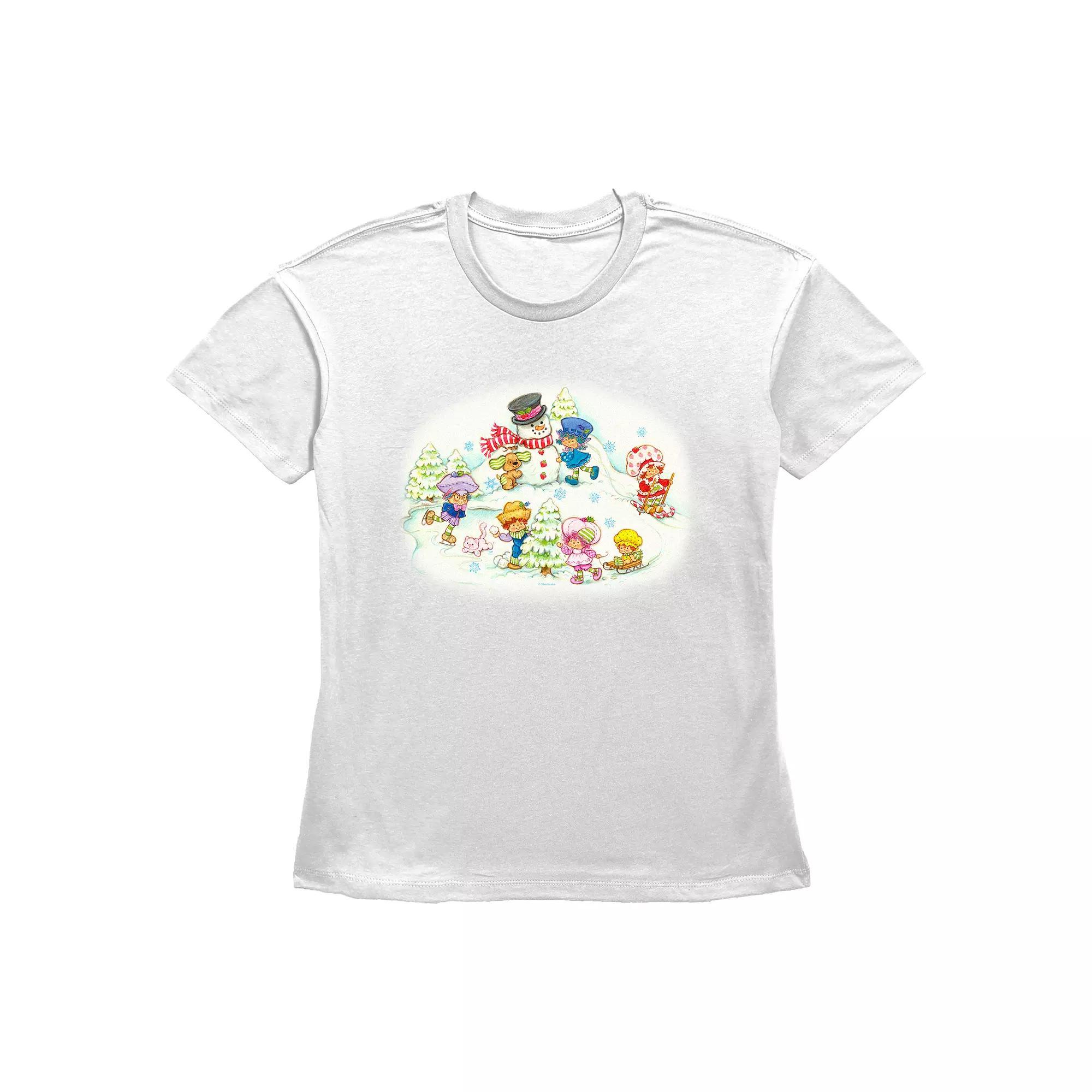 Women's Strawberry Shortcake Winter Fun Graphic Tee, Size: XS, White Product Image