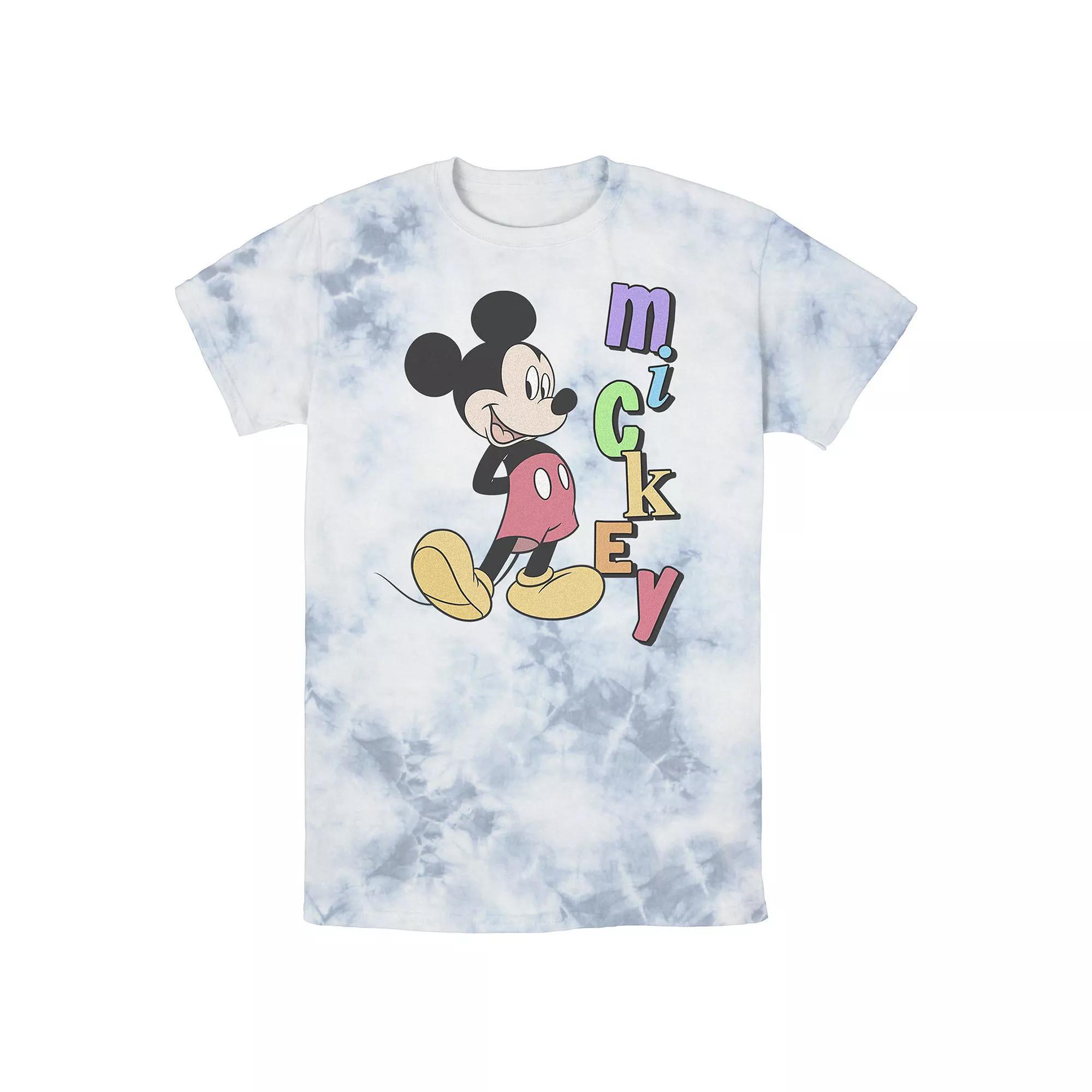 Mens Disney Mickey Standing Vertical Rainbow Name Bomabrd Wash Tee Product Image