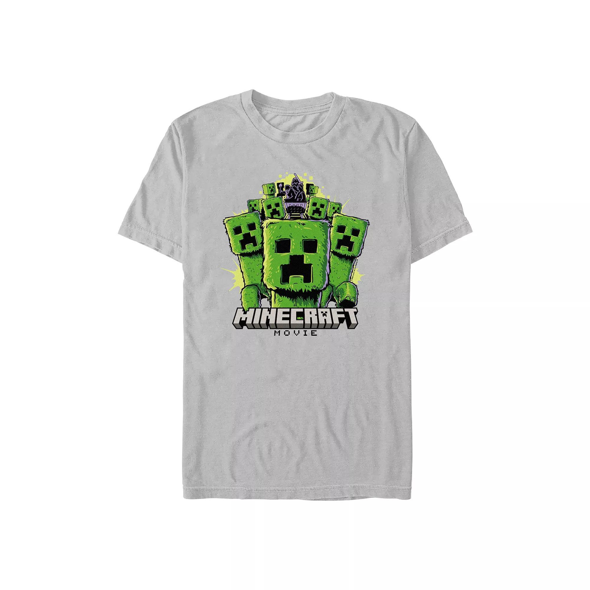 Men's Minecraft Movie Creeper Mob Graphic Tee, Size: XXL, Silver Product Image