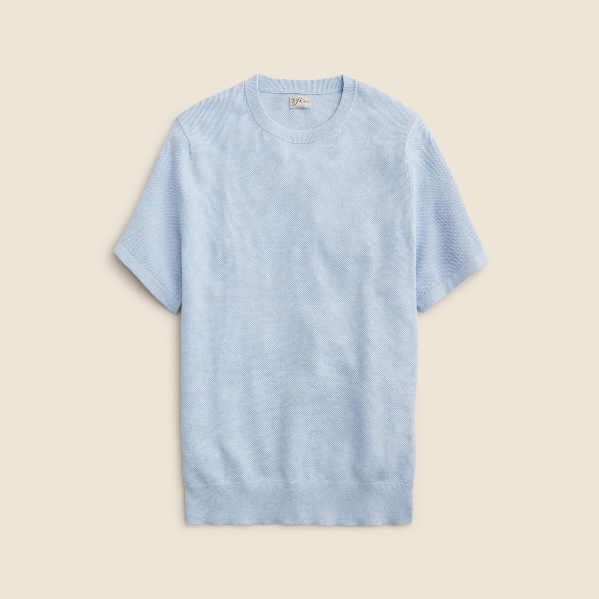 Short-sleeve cotton piqué-stitch sweater Product Image