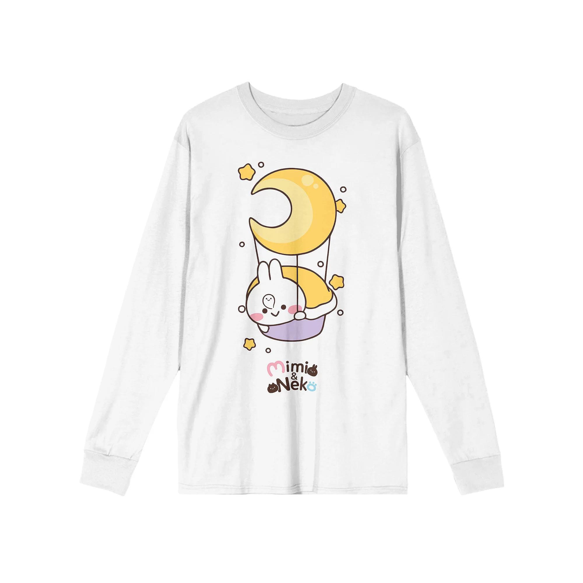 Men's Mimi & Neko Mimi Night Moon Long Sleeve Tee, Size: Small, White Product Image