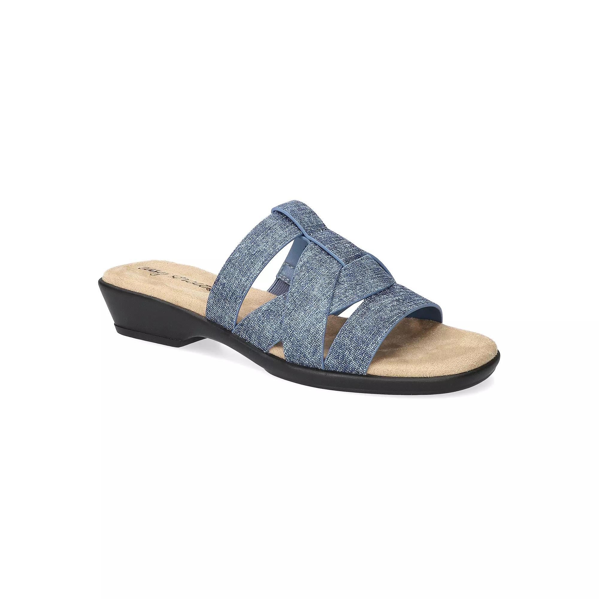 Easy Street Lakeport Women's Comfort Slide Sandals, Size: 9 Wide, Blue Product Image