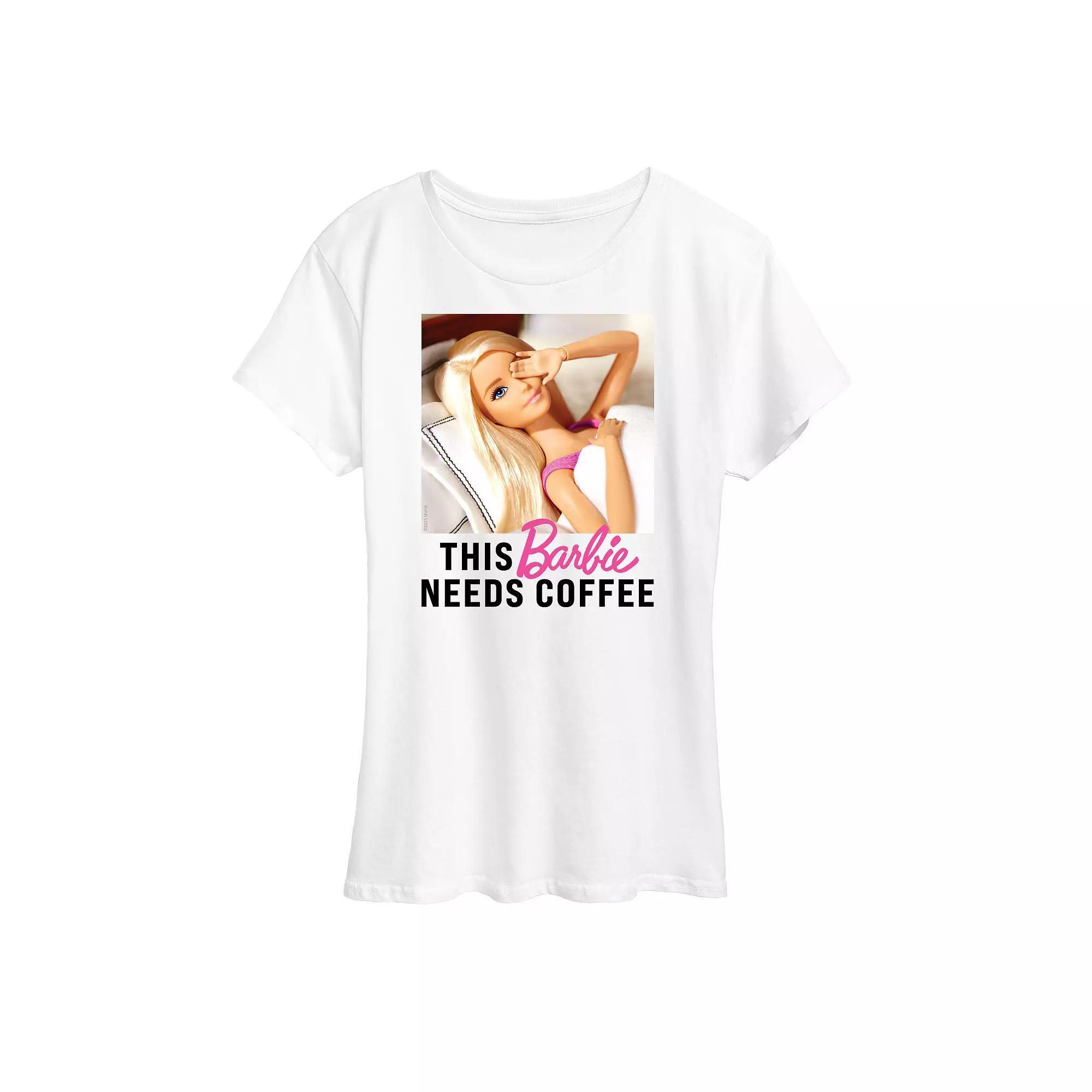 Womens Barbie Needs Coffee Graphic Tee, Girls Product Image