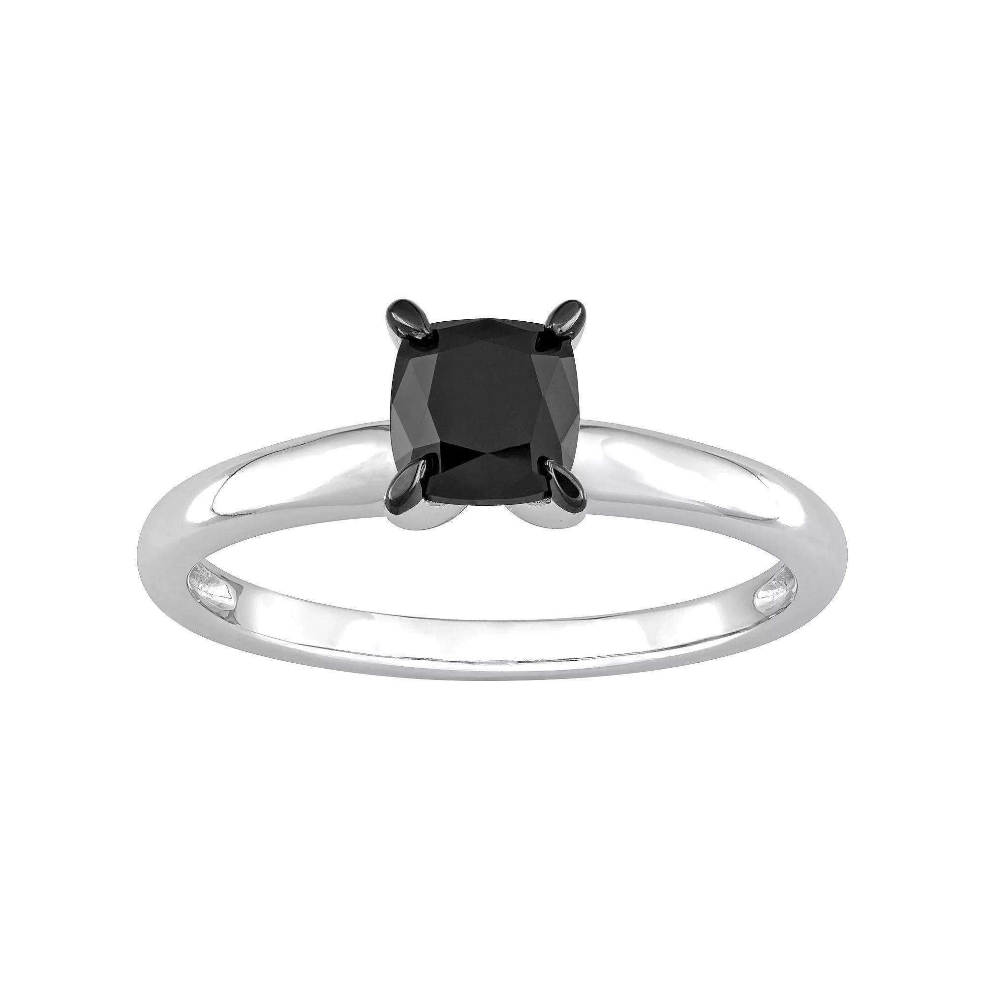 Stella Grace 14k White Gold 1 Carat T.W Black Diamond Solitaire Ring, Women's Product Image
