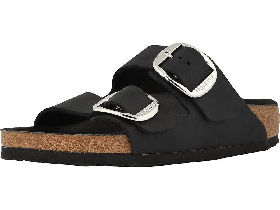 Birkenstock Womens Arizona Oiled Leather Big Buckle Detail Slide Sandals Product Image