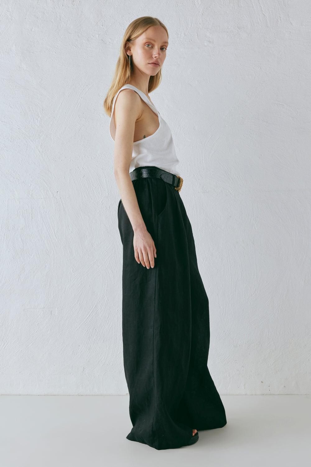 Energy Flows Linen Pants Black Product Image