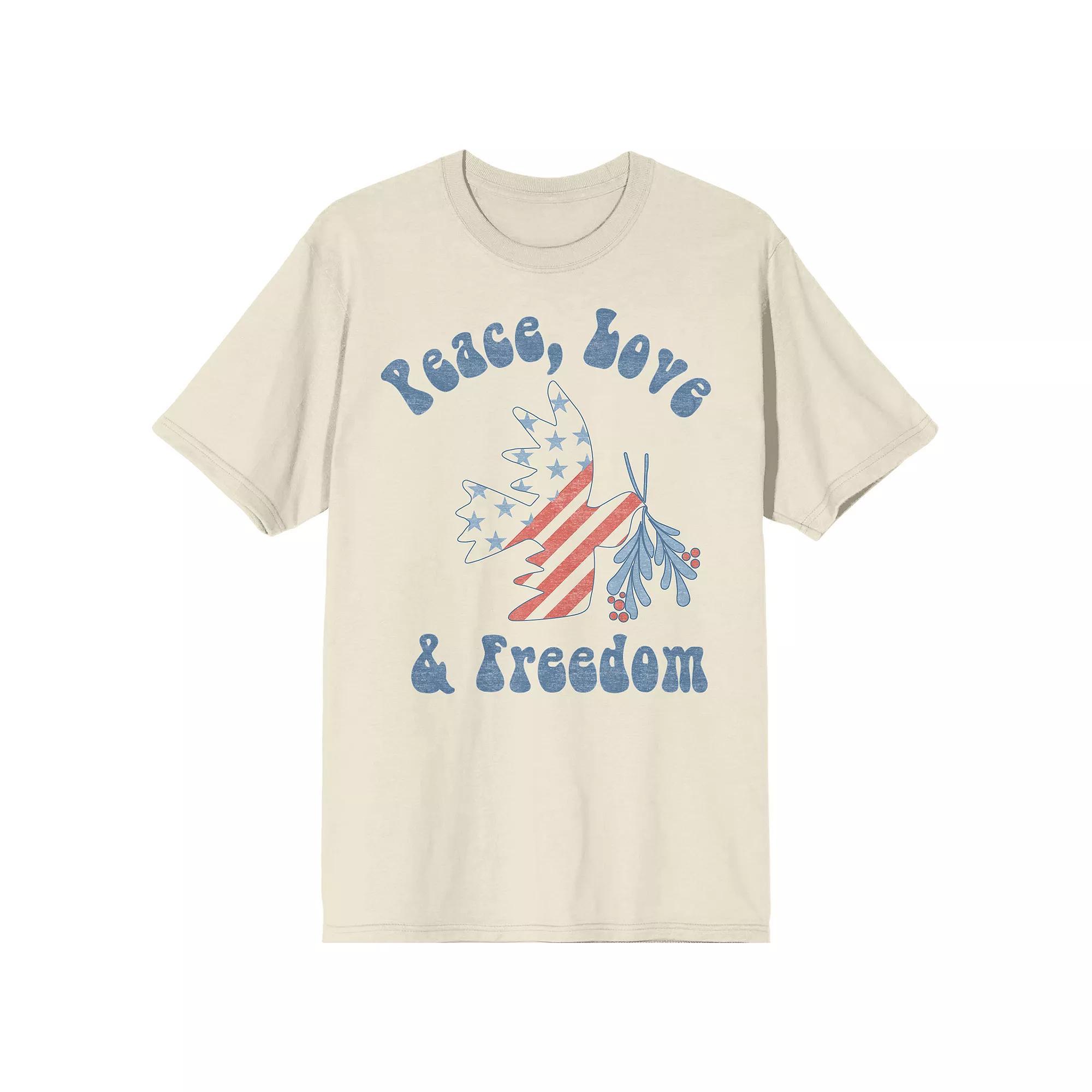 Men's Americana Peace Love Tee, Size: XL, Beige Product Image