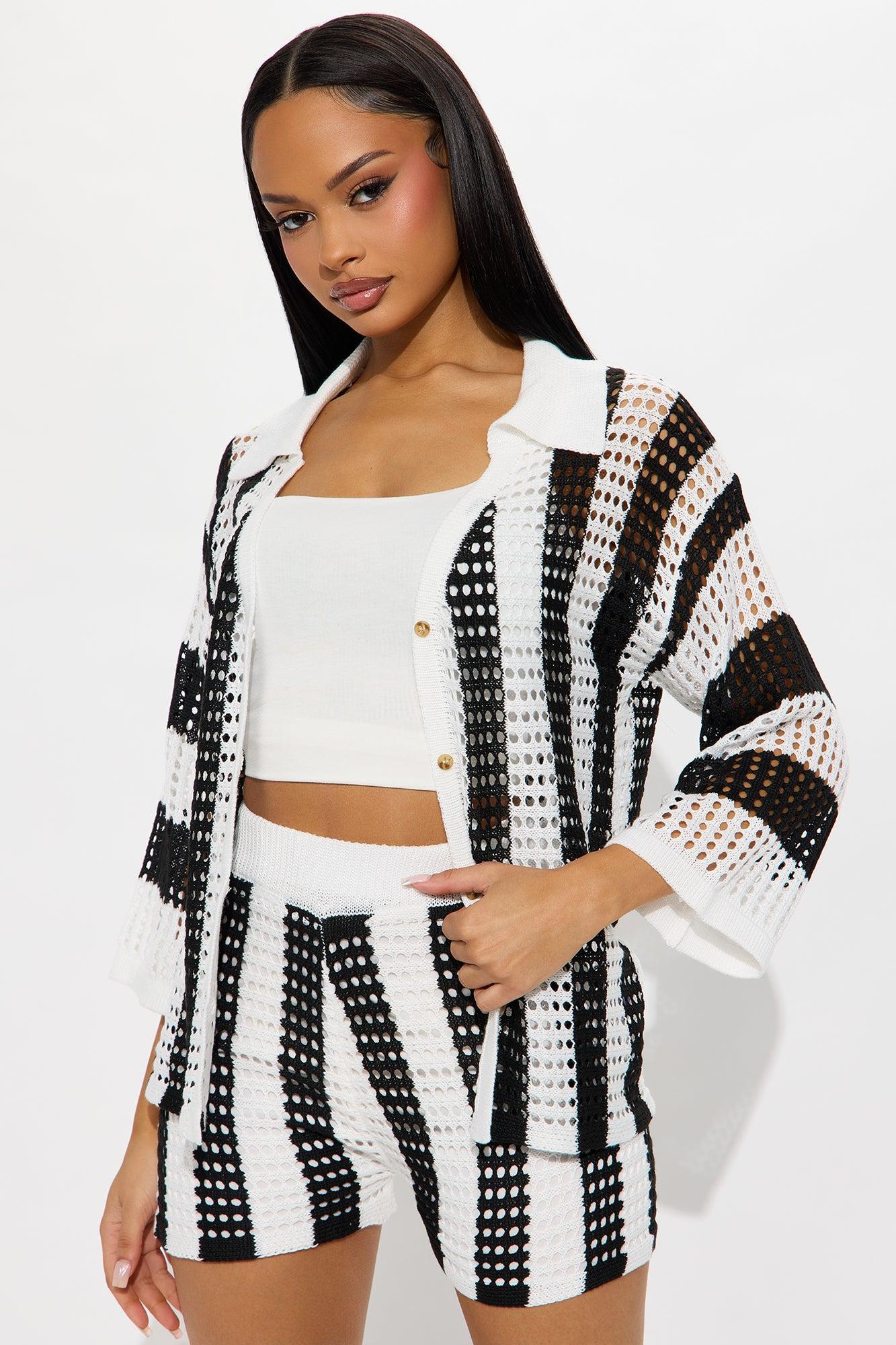 Ocean Breeze Crochet Short Set - Black/combo Product Image