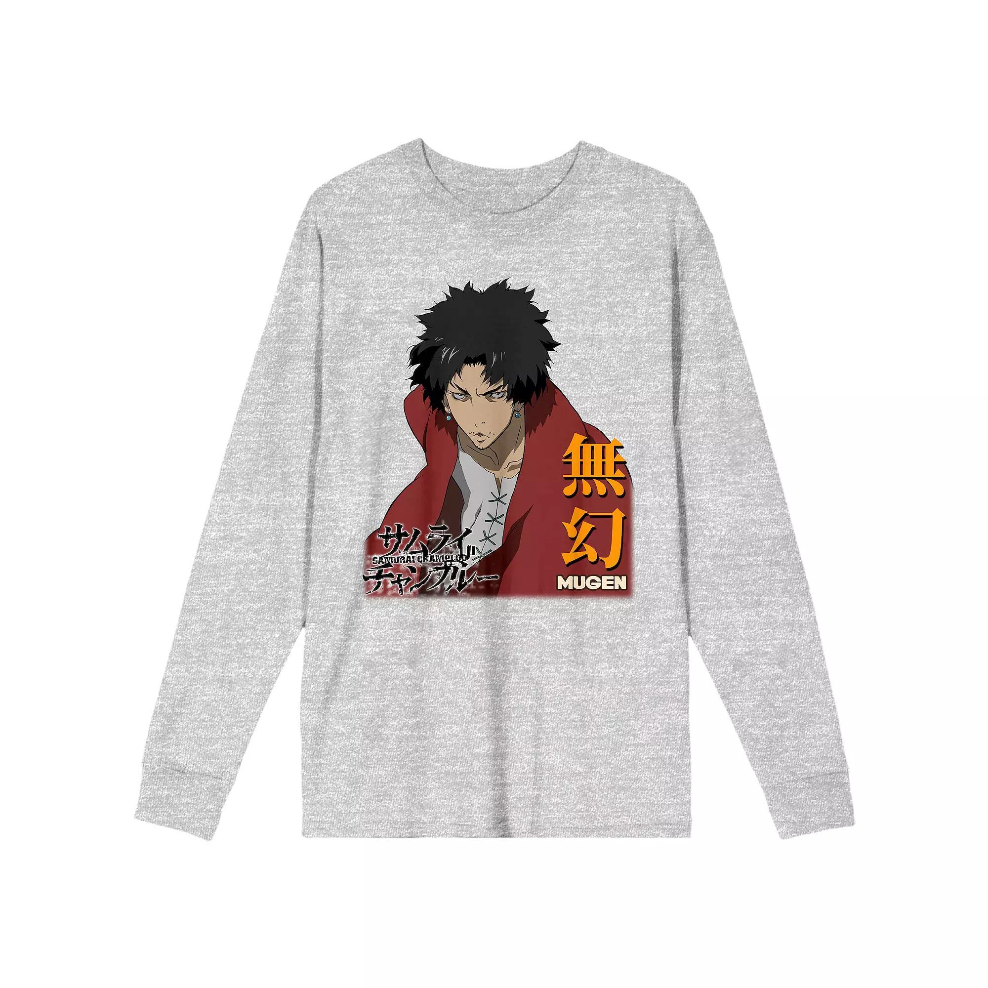 Men's Samurai Champloo Mugen Long Sleeve Tee, Size: Large, Gray Product Image