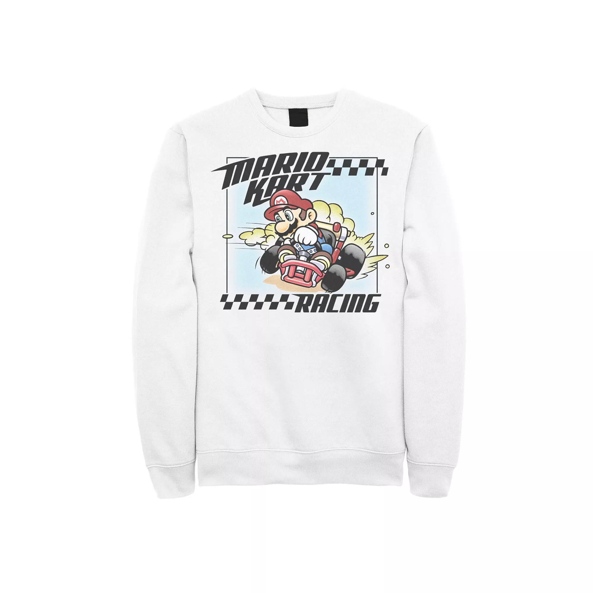 Men's Nintendo Mario Kart Racing Slide Drift Sweatshirt, Size: Large, White Product Image