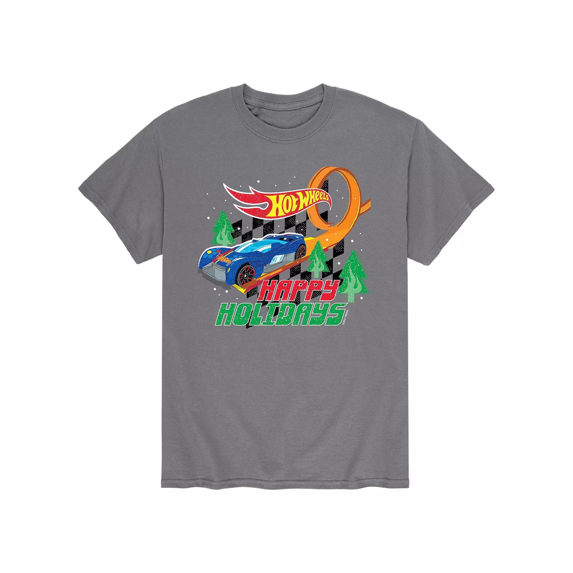 Mens Hot Wheels Happy Holidays Track Loop Tee Grey Product Image