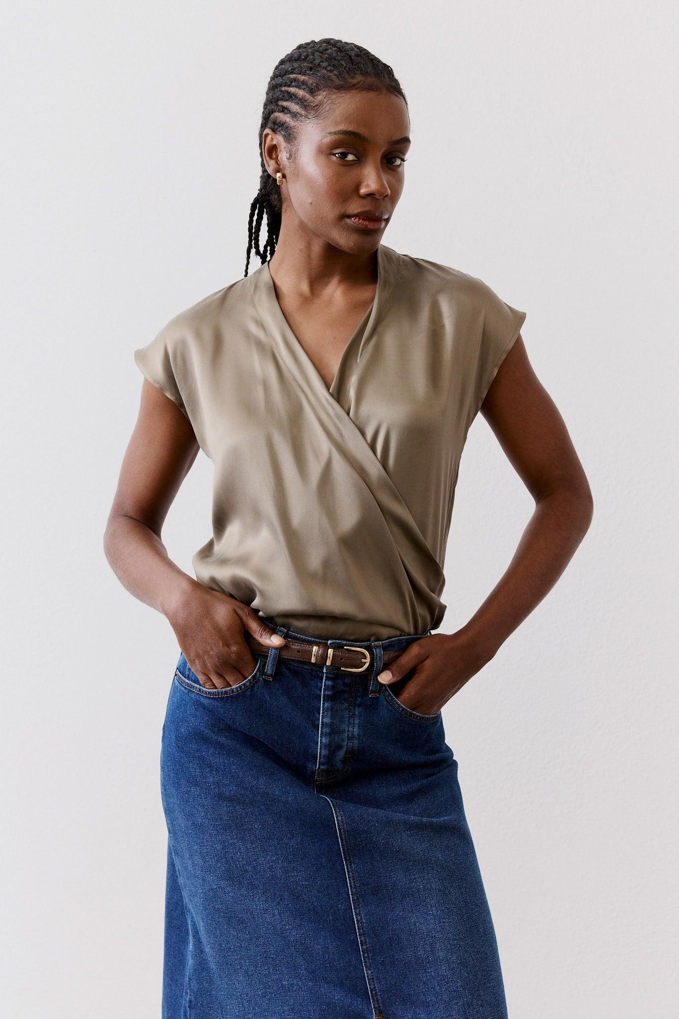 The Wrap Washable Silk Top Product Image