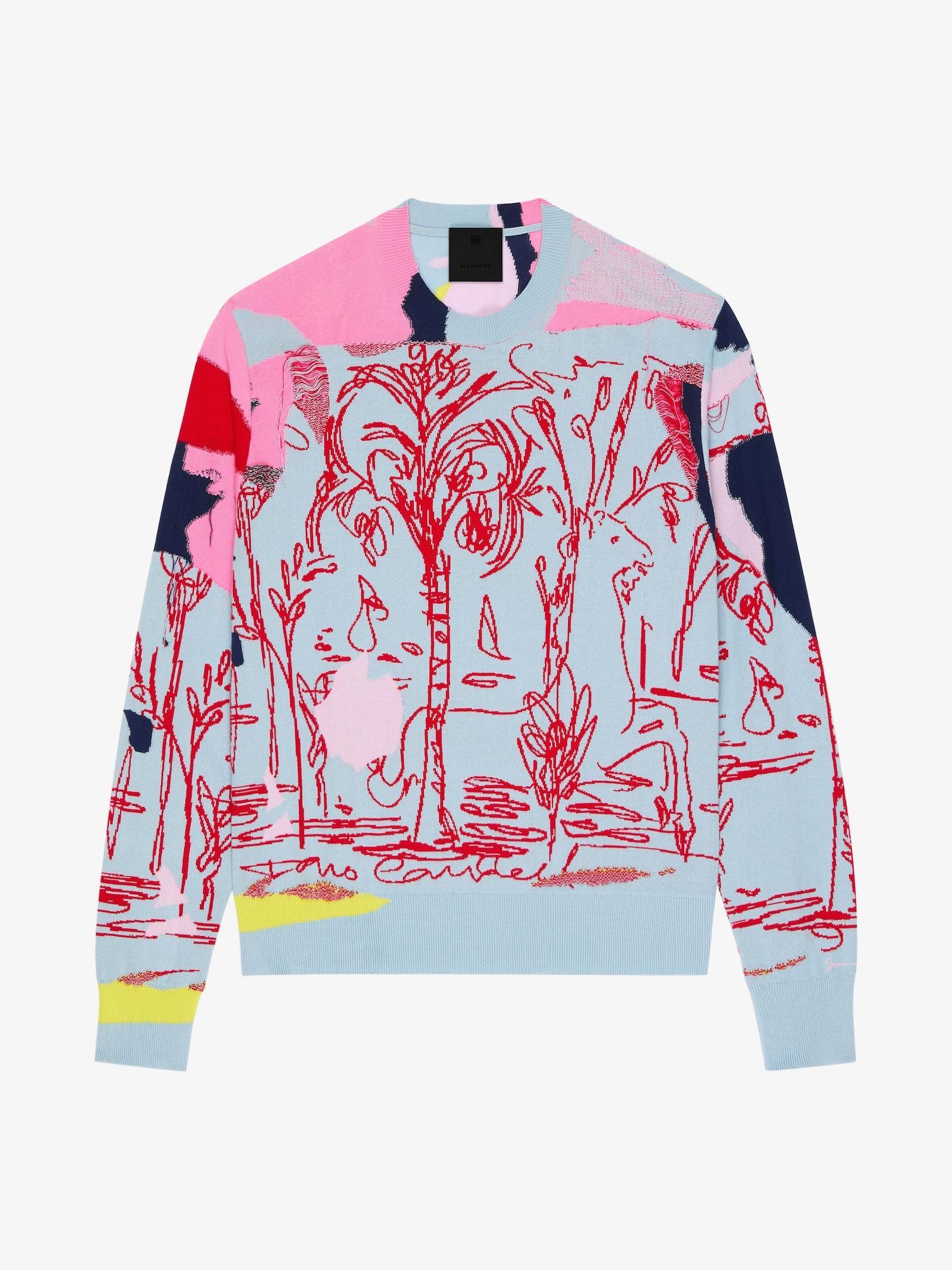 Sweater in cotton with multicolor jacquard Product Image