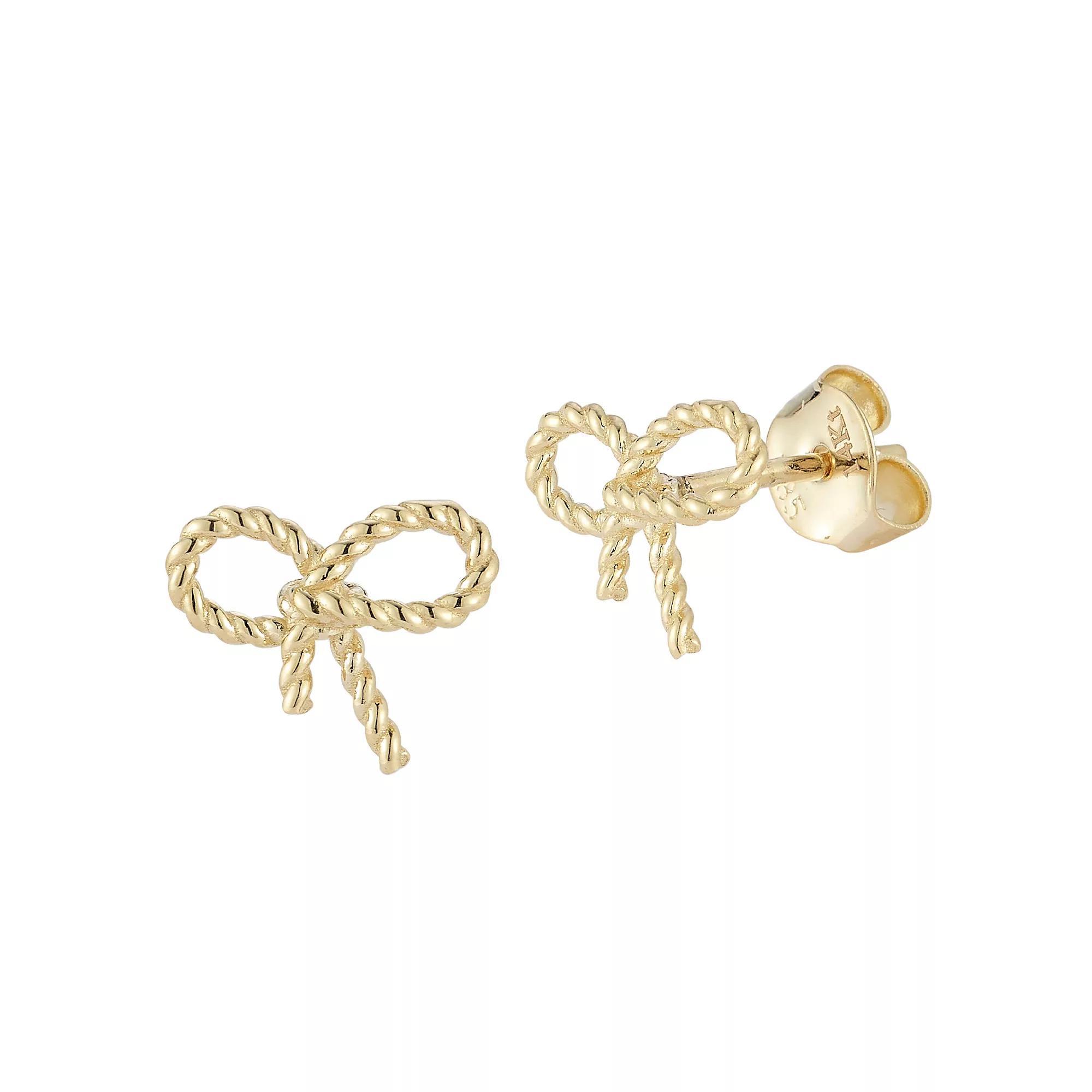 LUMINOR GOLD 14k Gold Bow Stud Earrings, Women's Product Image