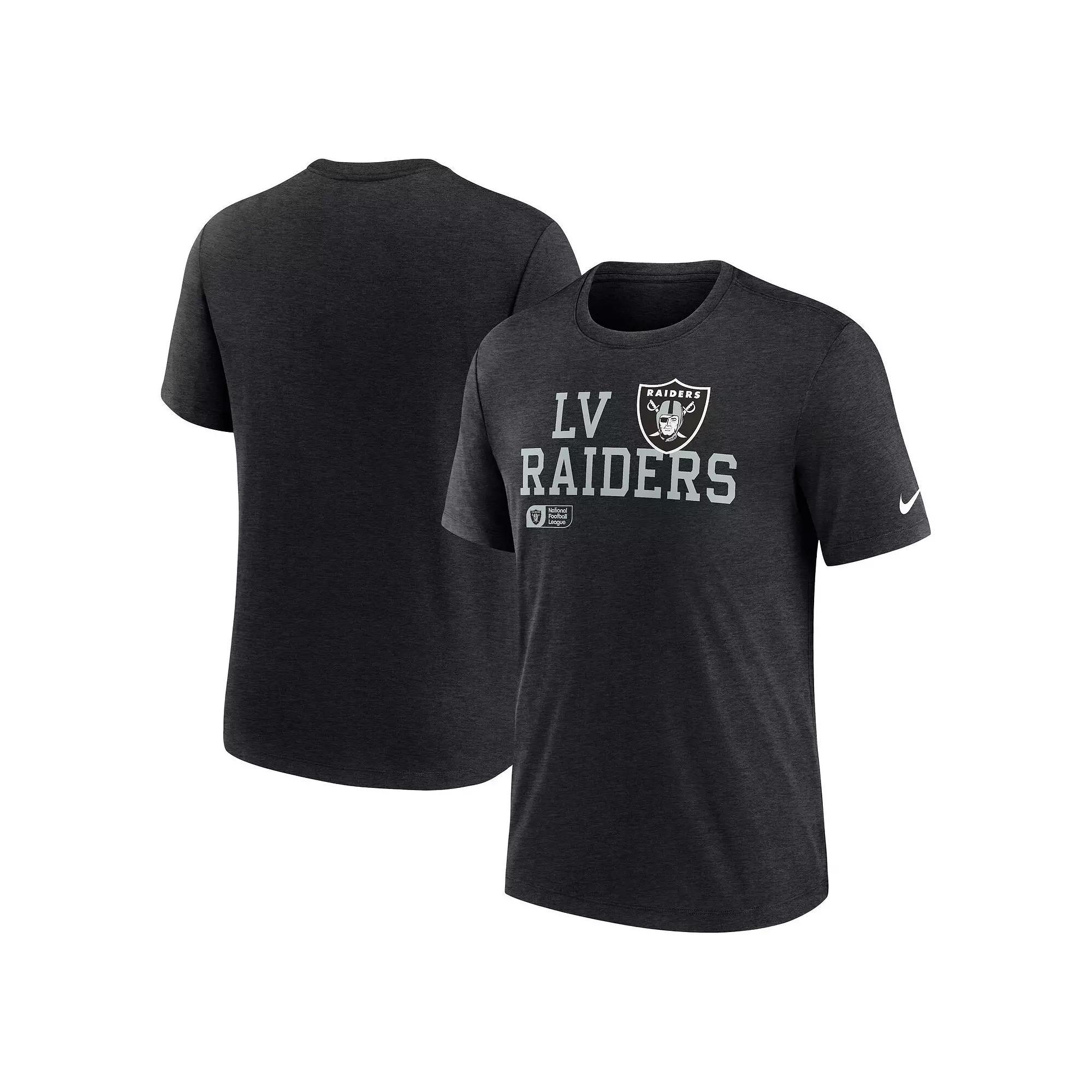 Men's Nike Black Las Vegas Raiders Overlap Lockup Tri-Blend T-Shirt, Size: XL, Lvr Black Product Image