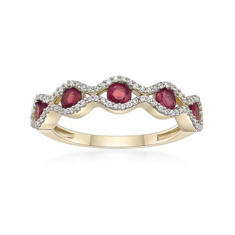 Gemminded 10k White Gold Sapphire & 1/4 Carat T.W. Diamond Ring, Women's, Size: 7 Product Image