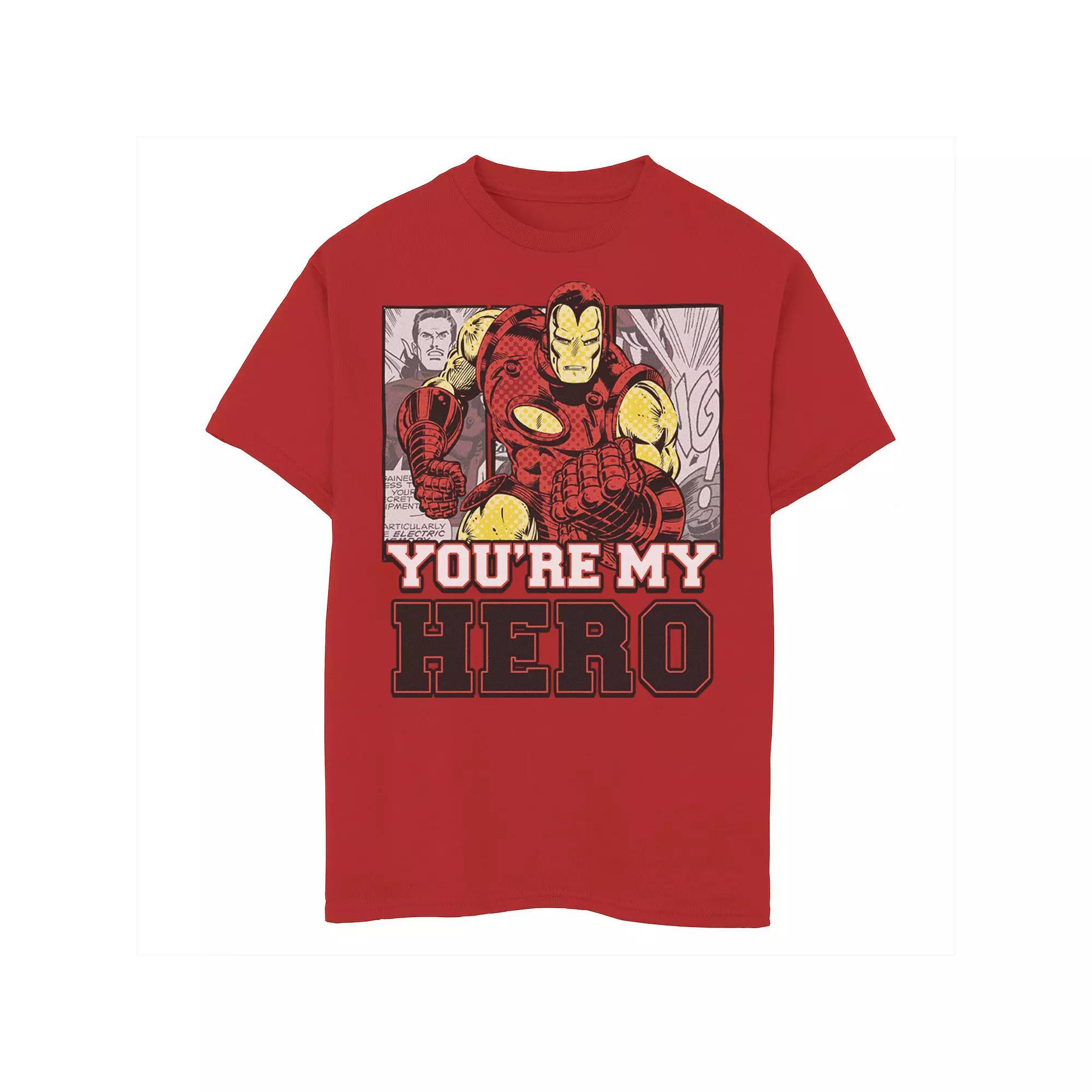 Boys 8-20 Marvel Avengers Iron Man You're My Hero Comic Panels Graphic Tee, Boy's, Size: Small, Red Product Image