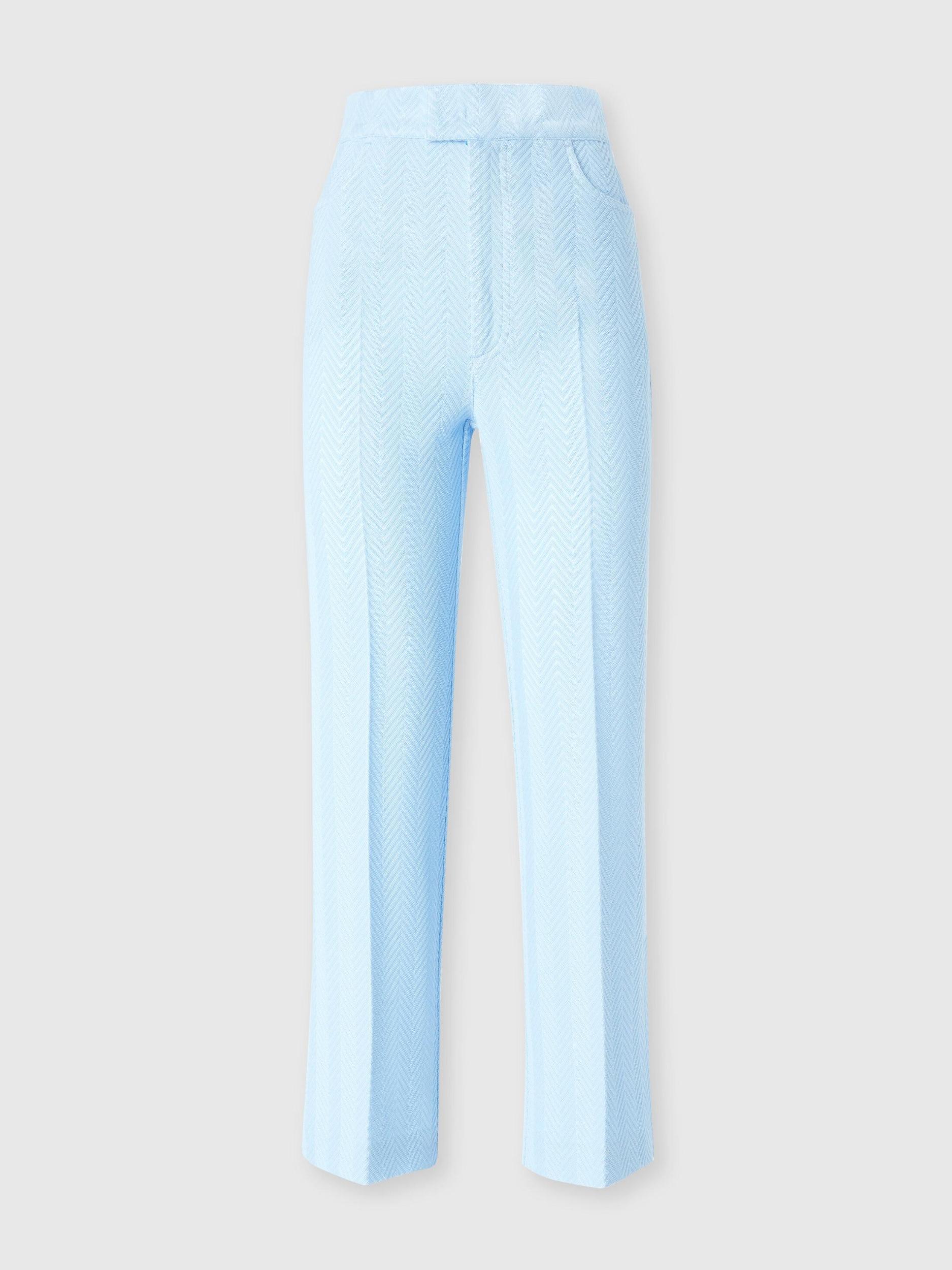 Classic trousers in cotton and zigzag viscose with cropped hem Product Image